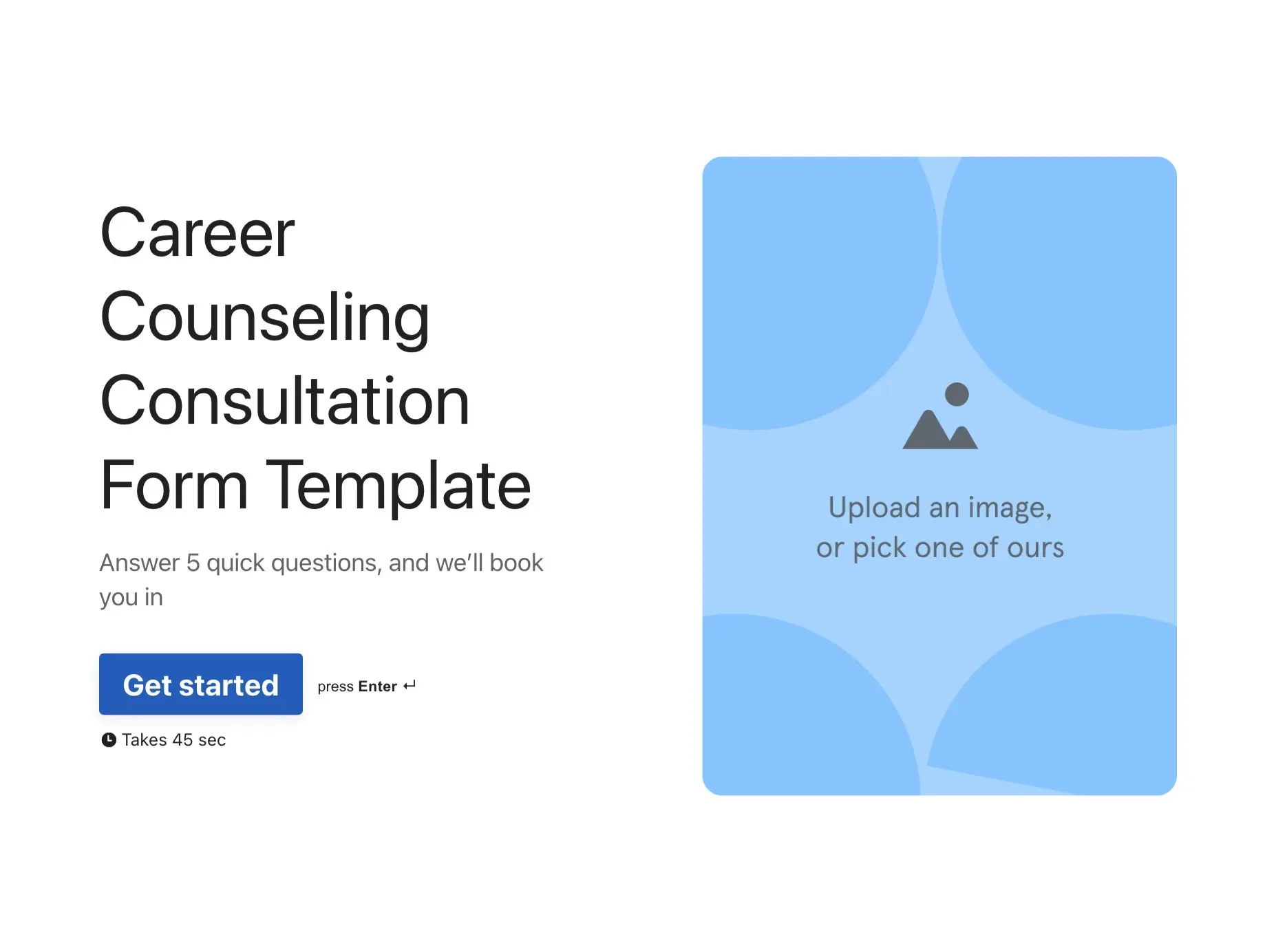 Career counseling consultation form template Hero