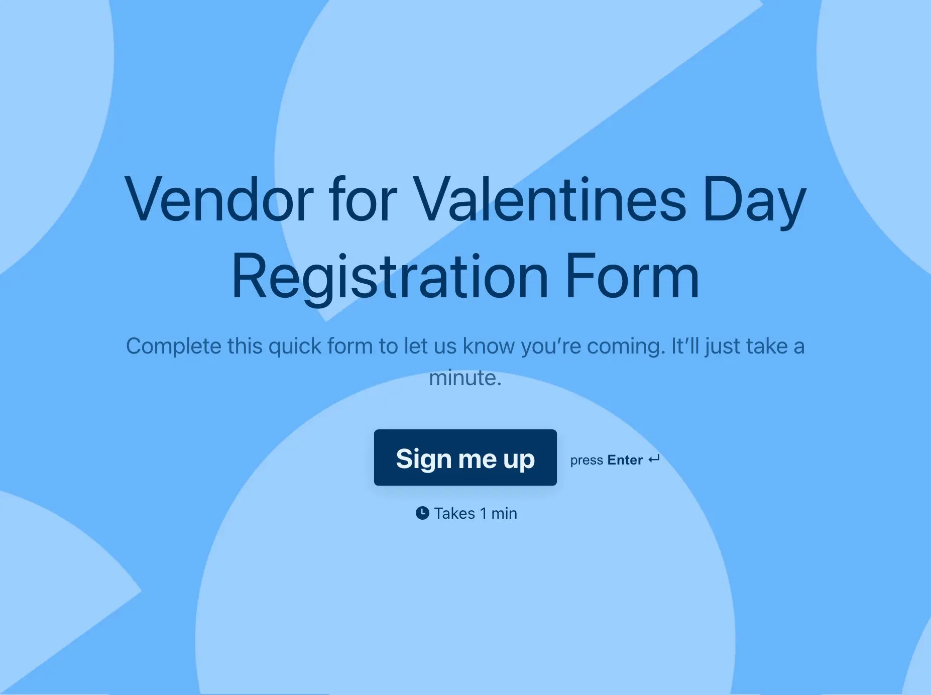 Vendor for Valentines Day Registration Form Template Hero