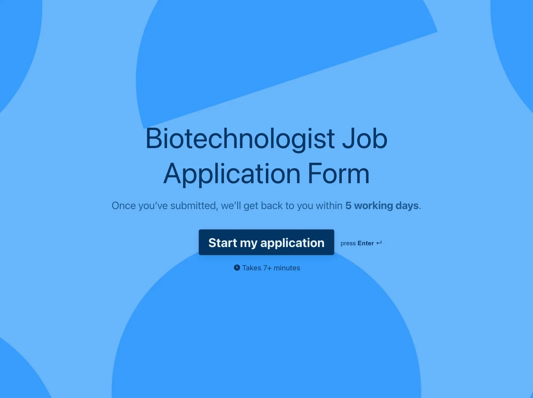 Biotechnologist Job Application Form Template Hero