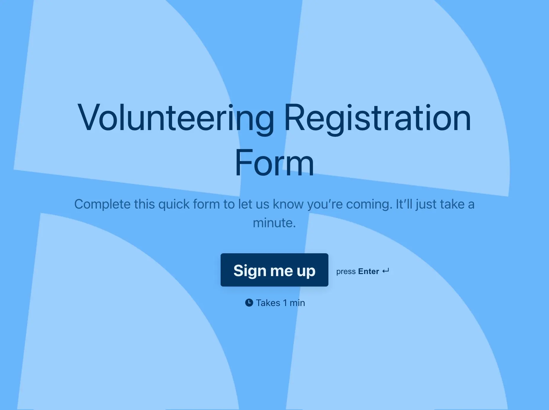 Volunteering registration form template Hero