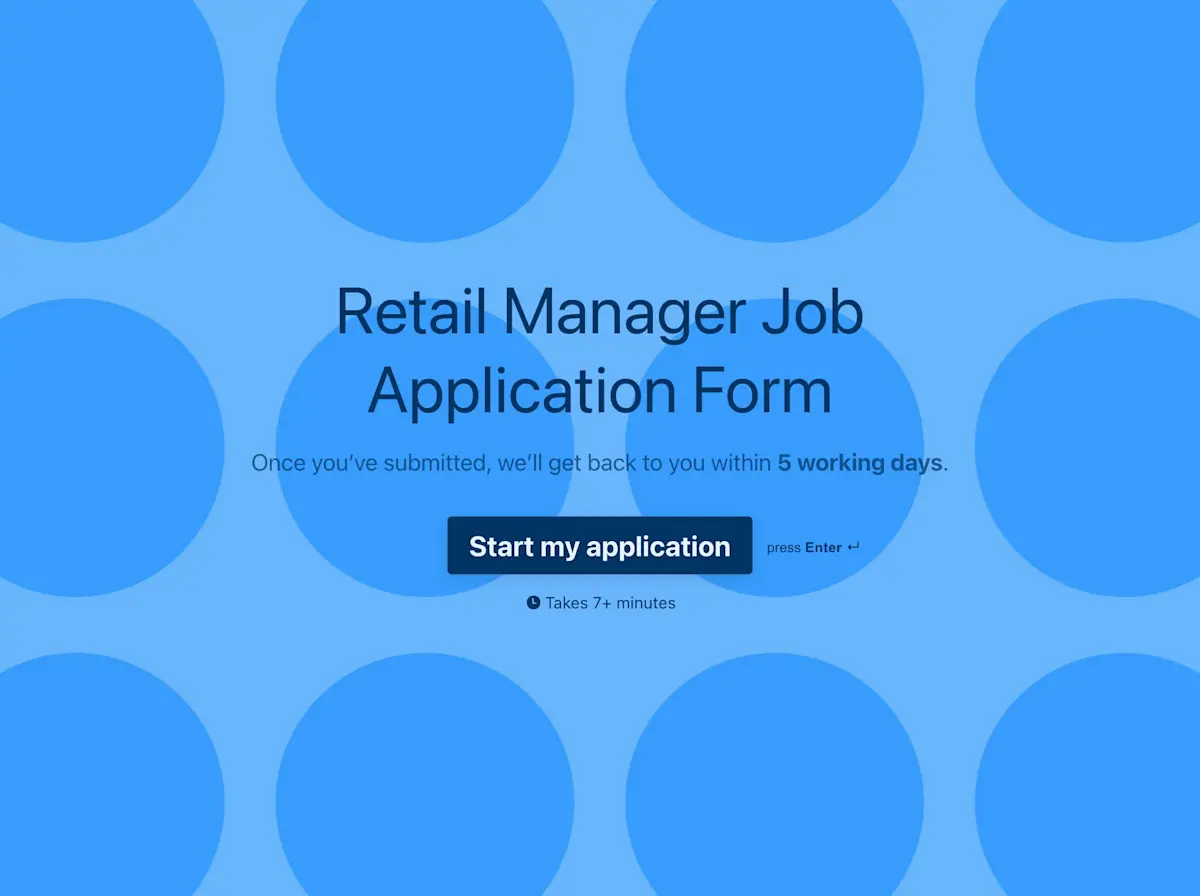 Retail Manager Job Application Form Template