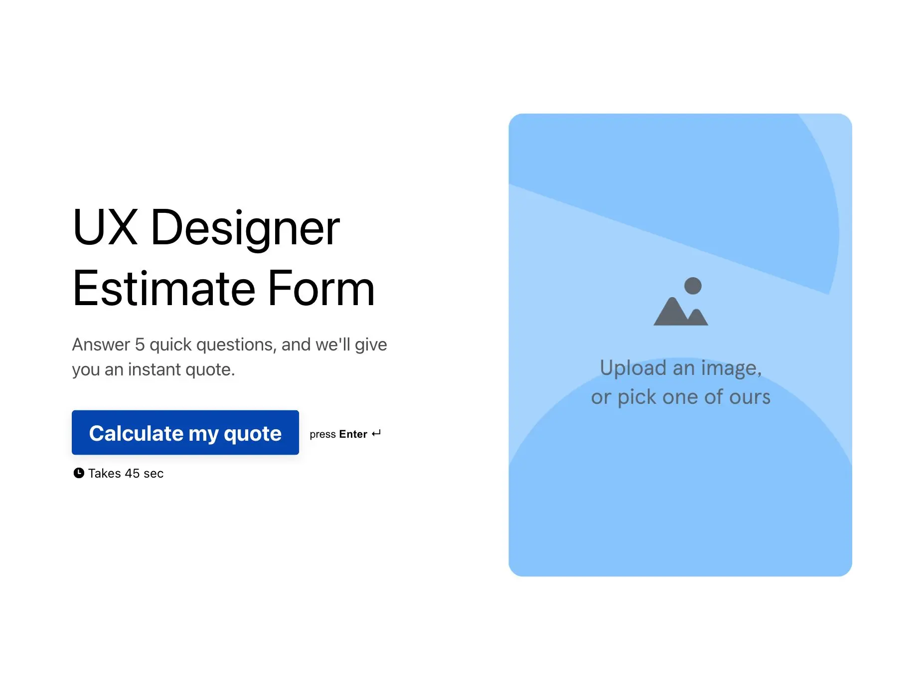 UX Designer Estimate Form Template Hero