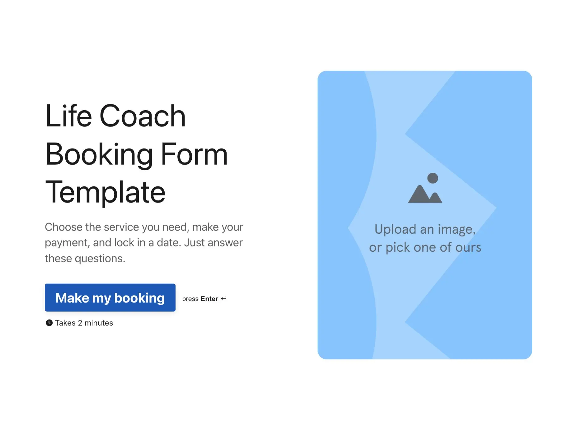 Life coach booking form template Hero