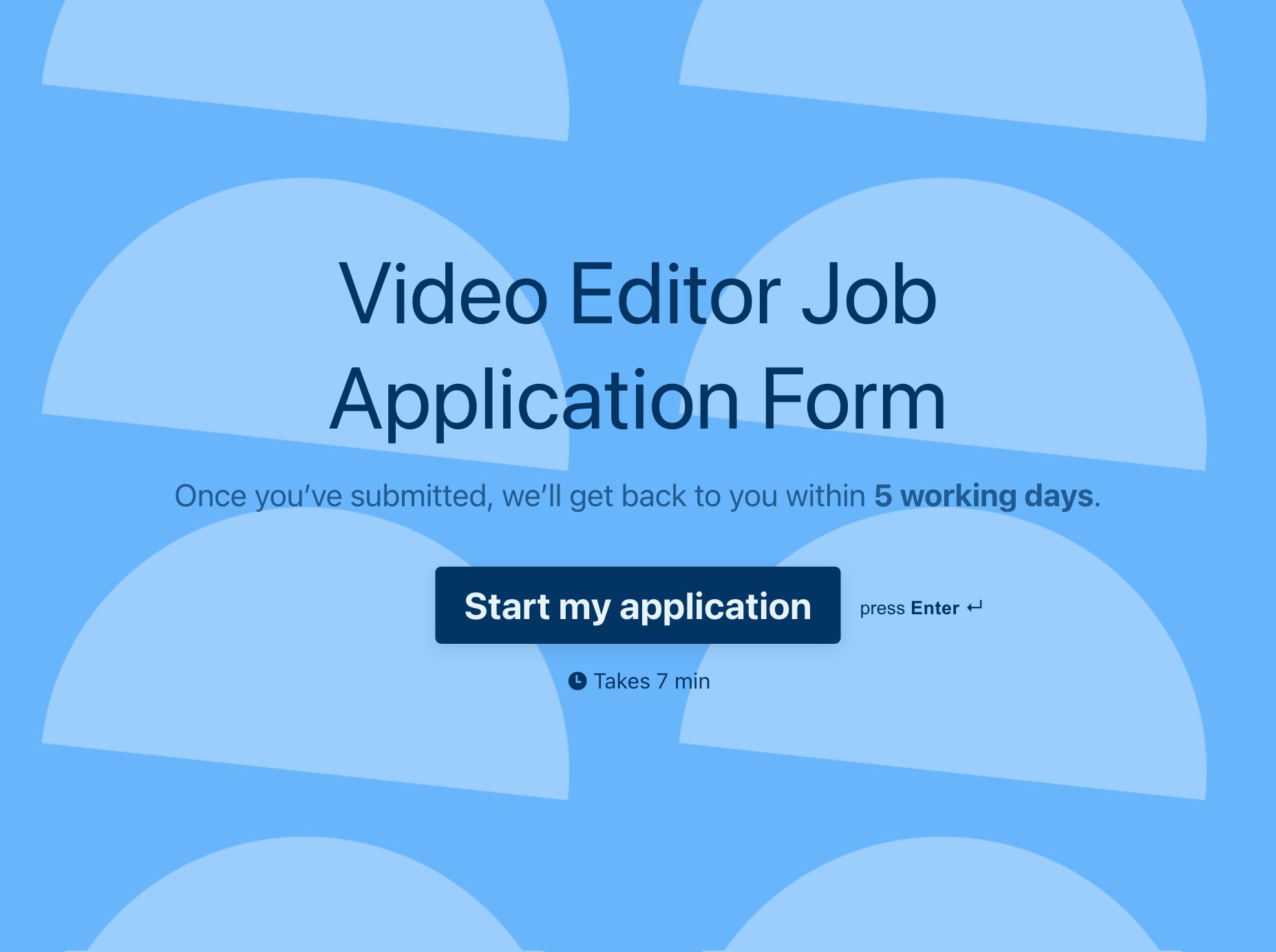 Video Editor Job Application Form Template