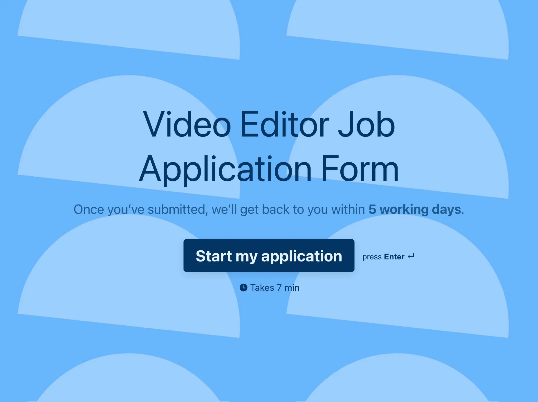 Video Editor Job Application Form Template Hero