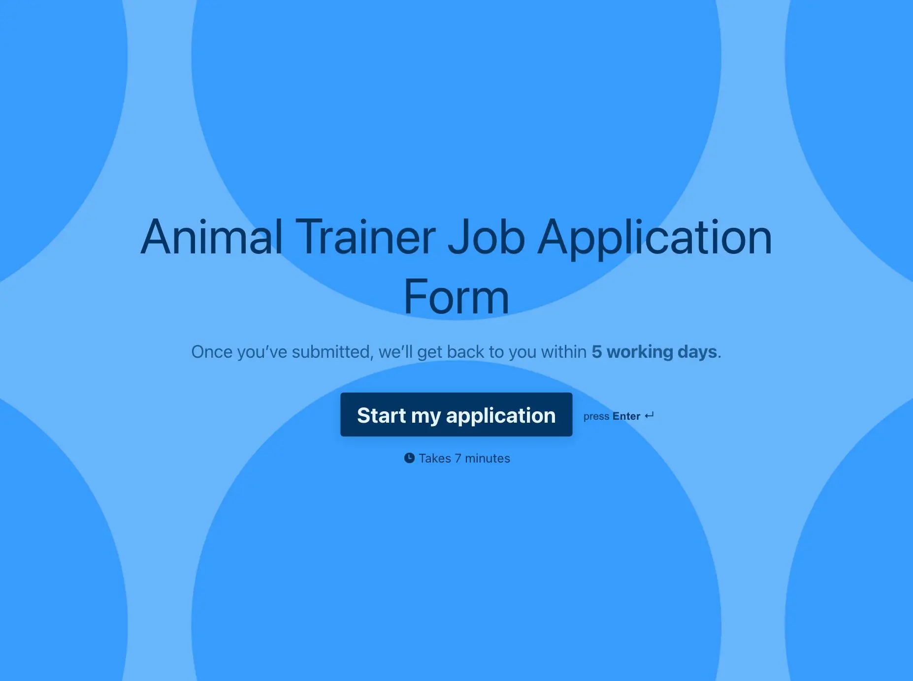 Animal Trainer Job Application Form Template Hero