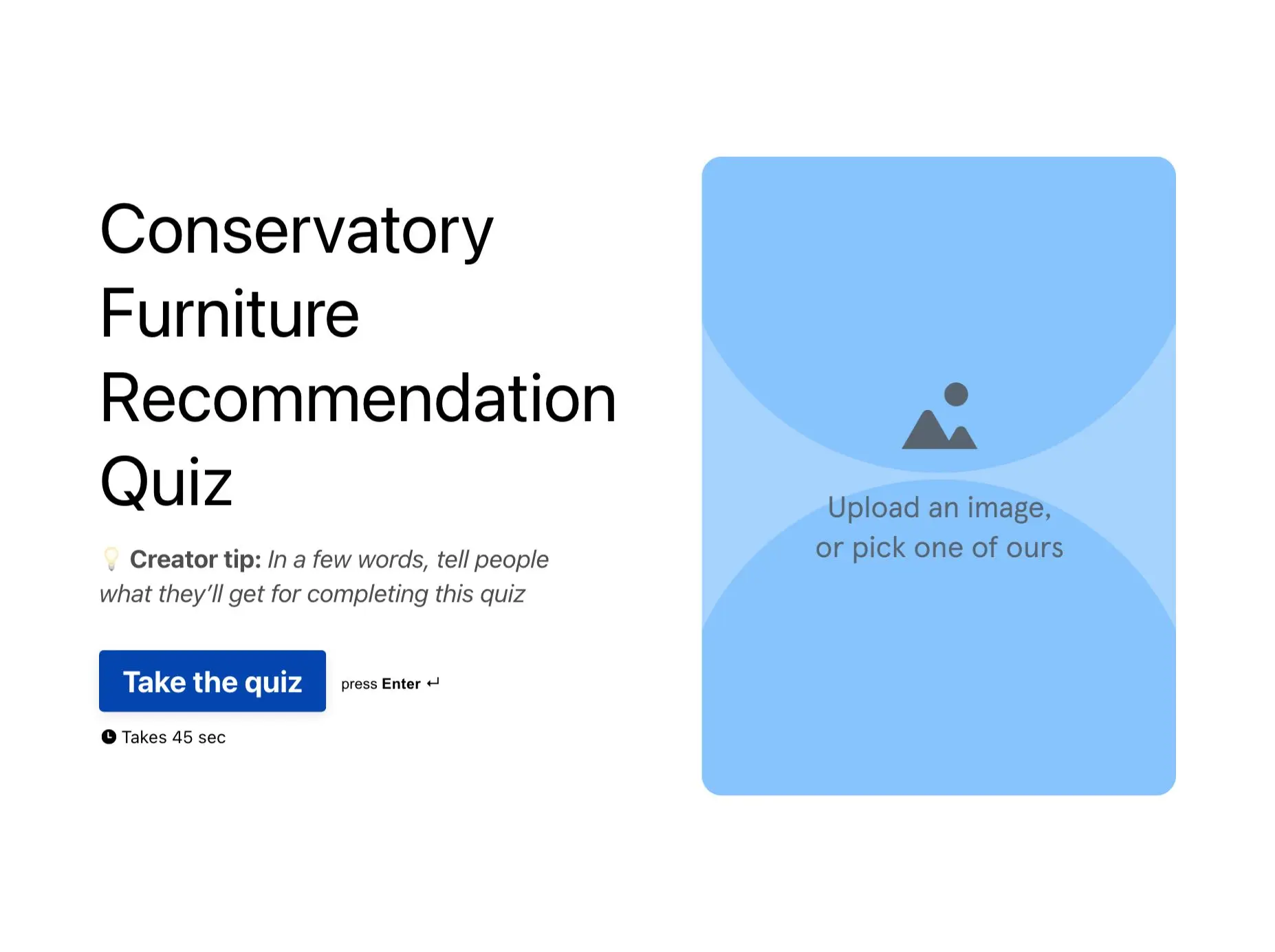 Conservatory Furniture Recommendation Quiz Template Hero