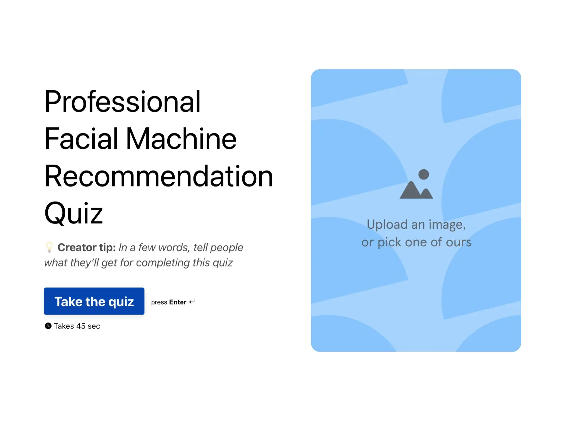 Professional Facial Machine Recommendation Quiz Template Hero