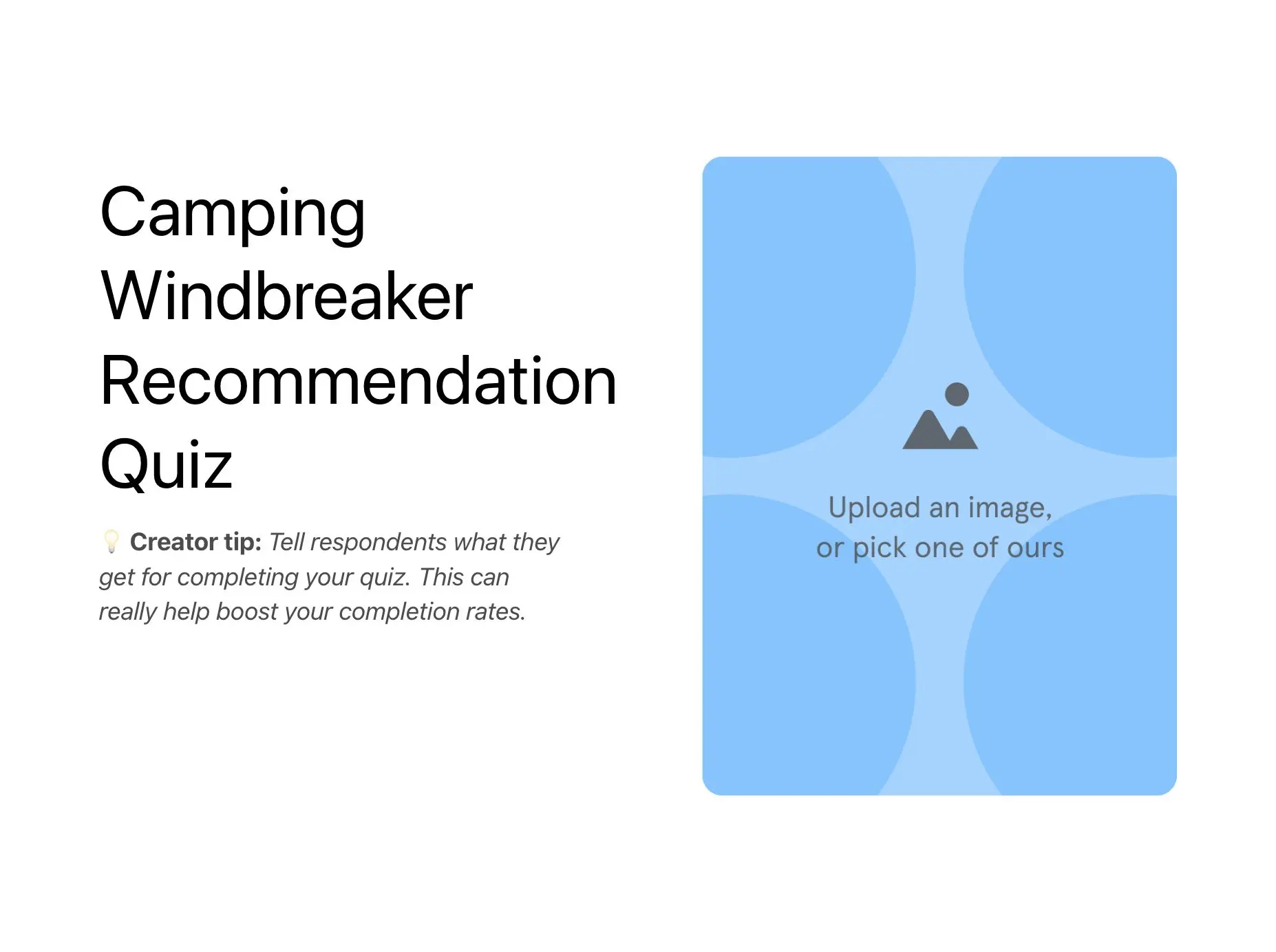 Camping Windbreaker Recommendation Quiz Template Hero