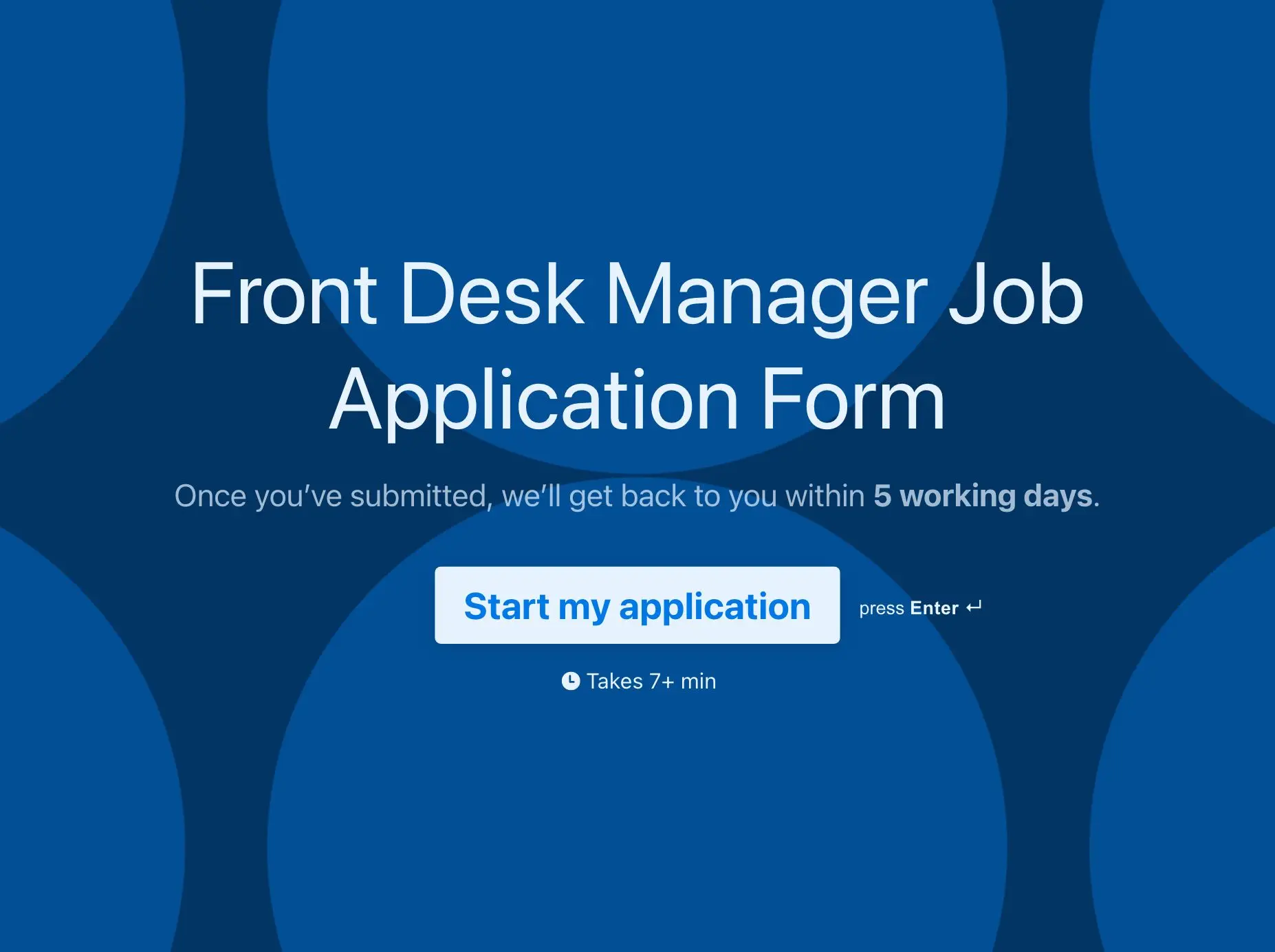 Front Desk Manager Job Application Form Template Hero