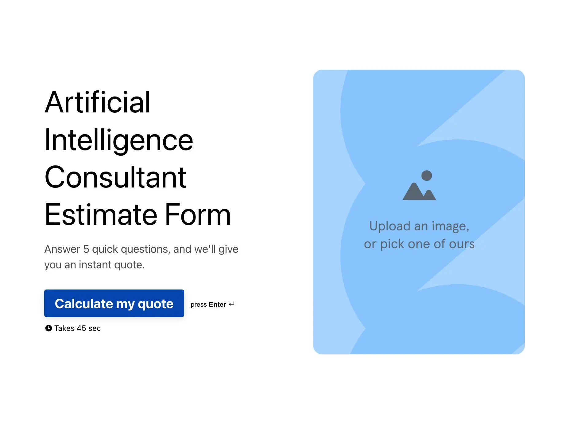 Artificial Intelligence Consultant Estimate Form Template Hero