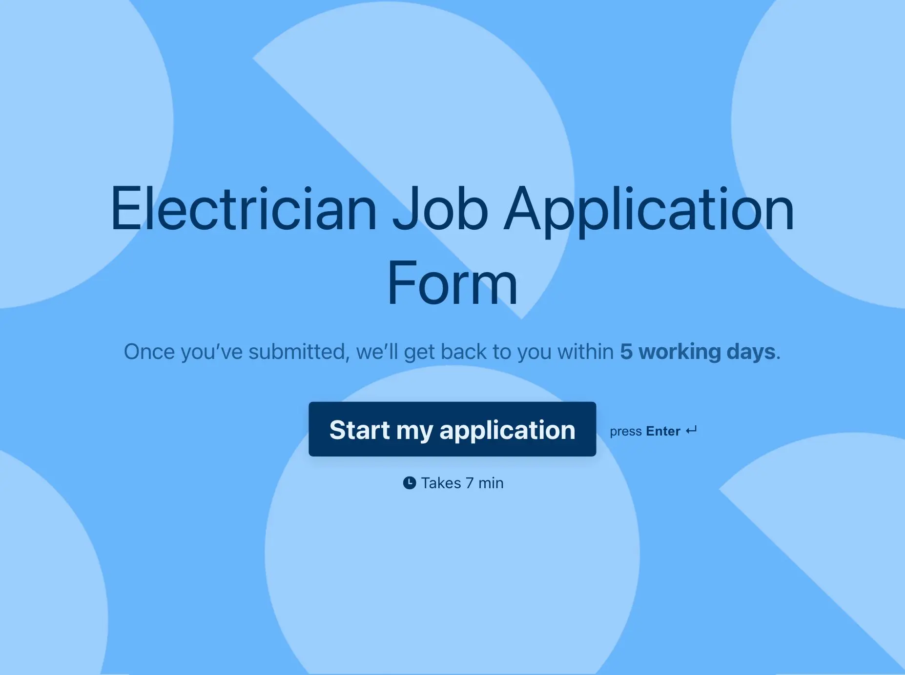 Electrician Job Application Form Template Hero