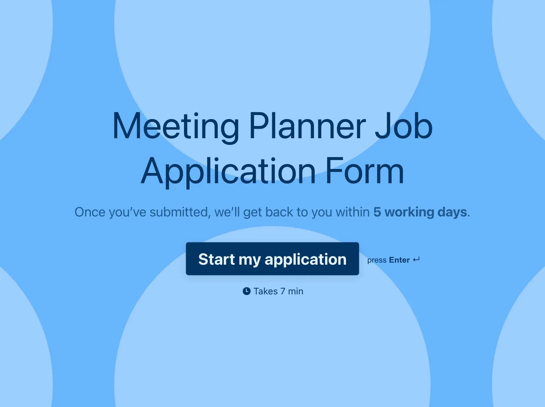Meeting Planner Job Application Form Template Hero