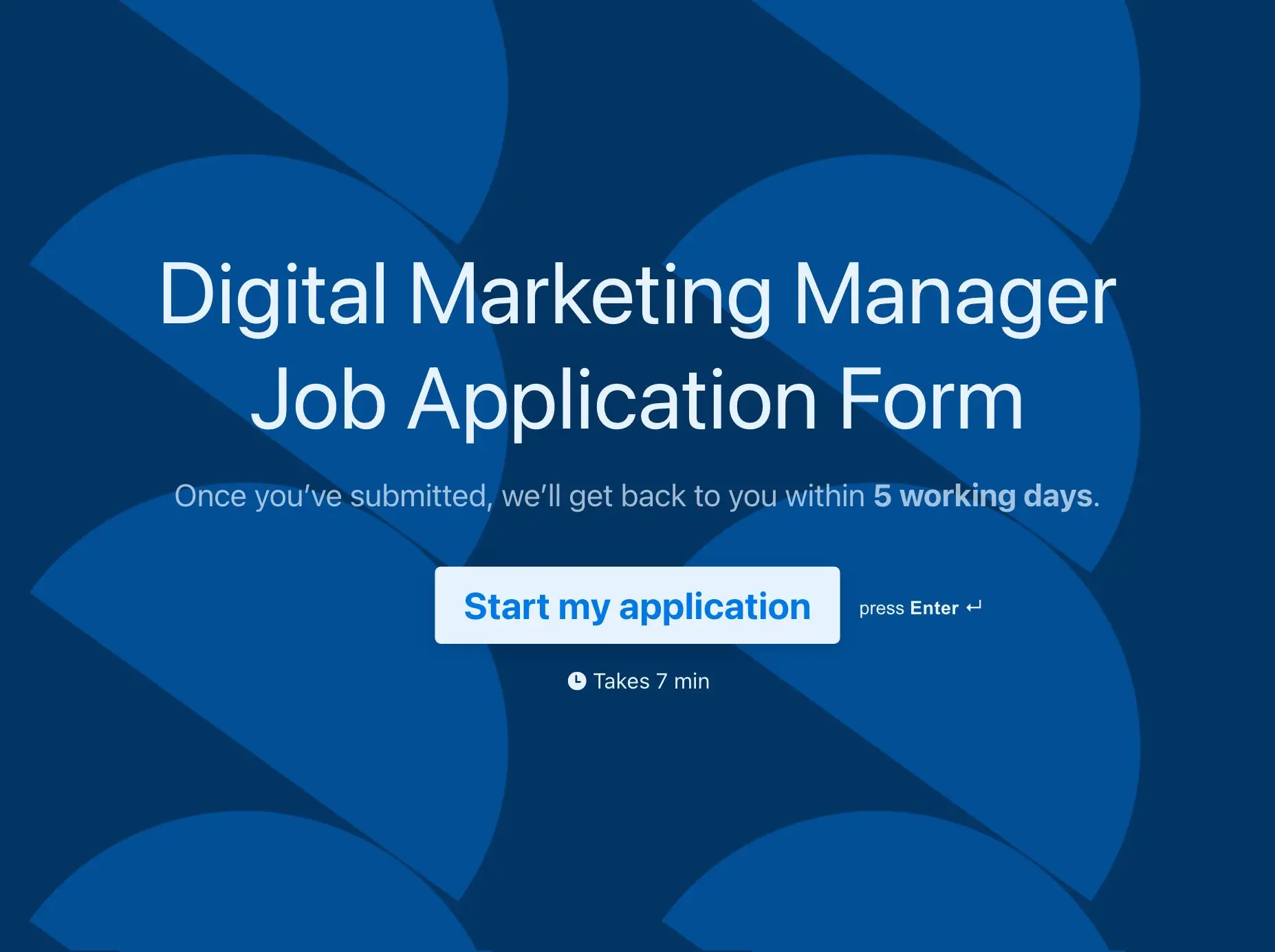 Digital Marketing Manager Job Application Form Template Hero