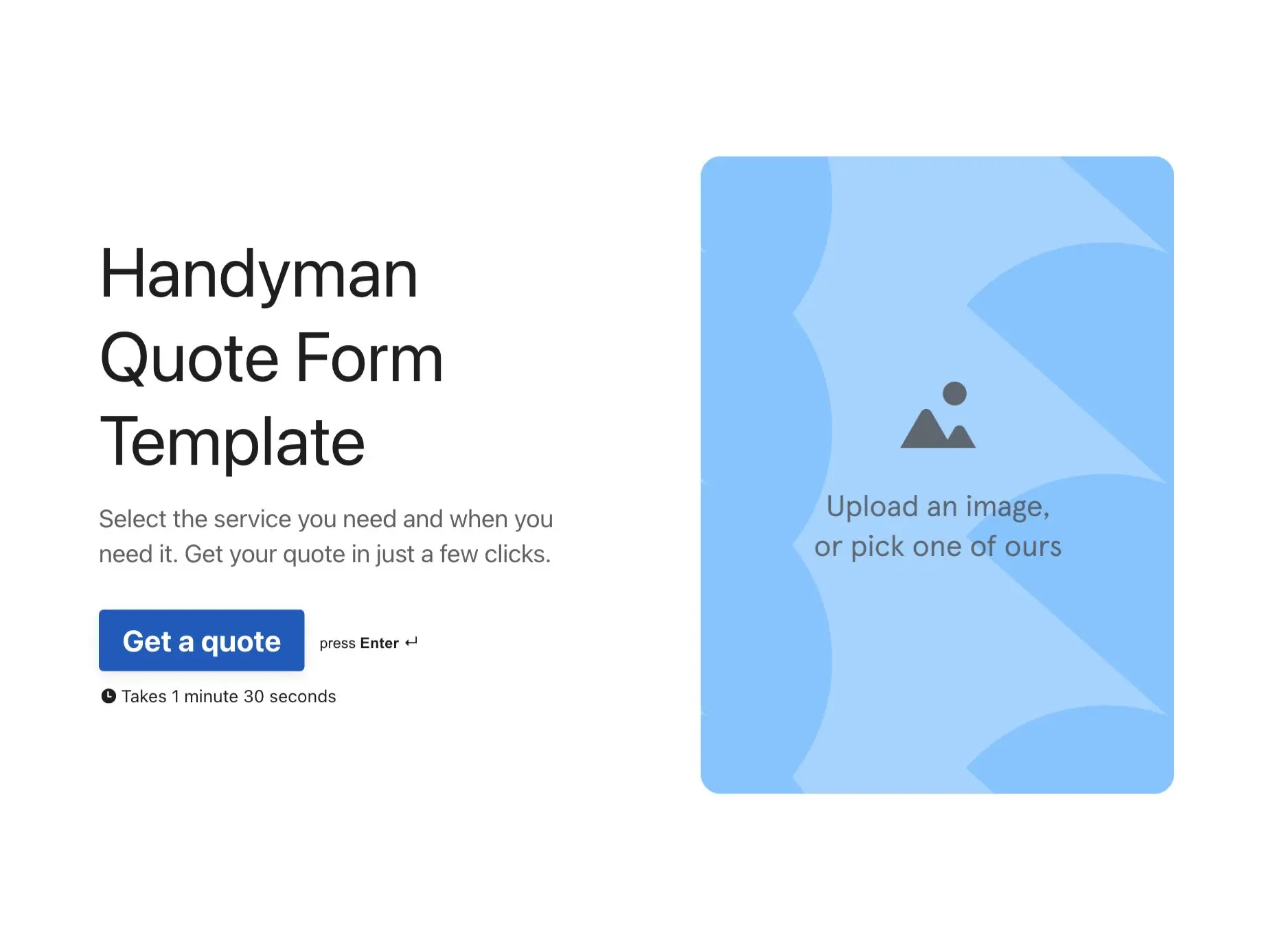 Handyman quote form template Hero