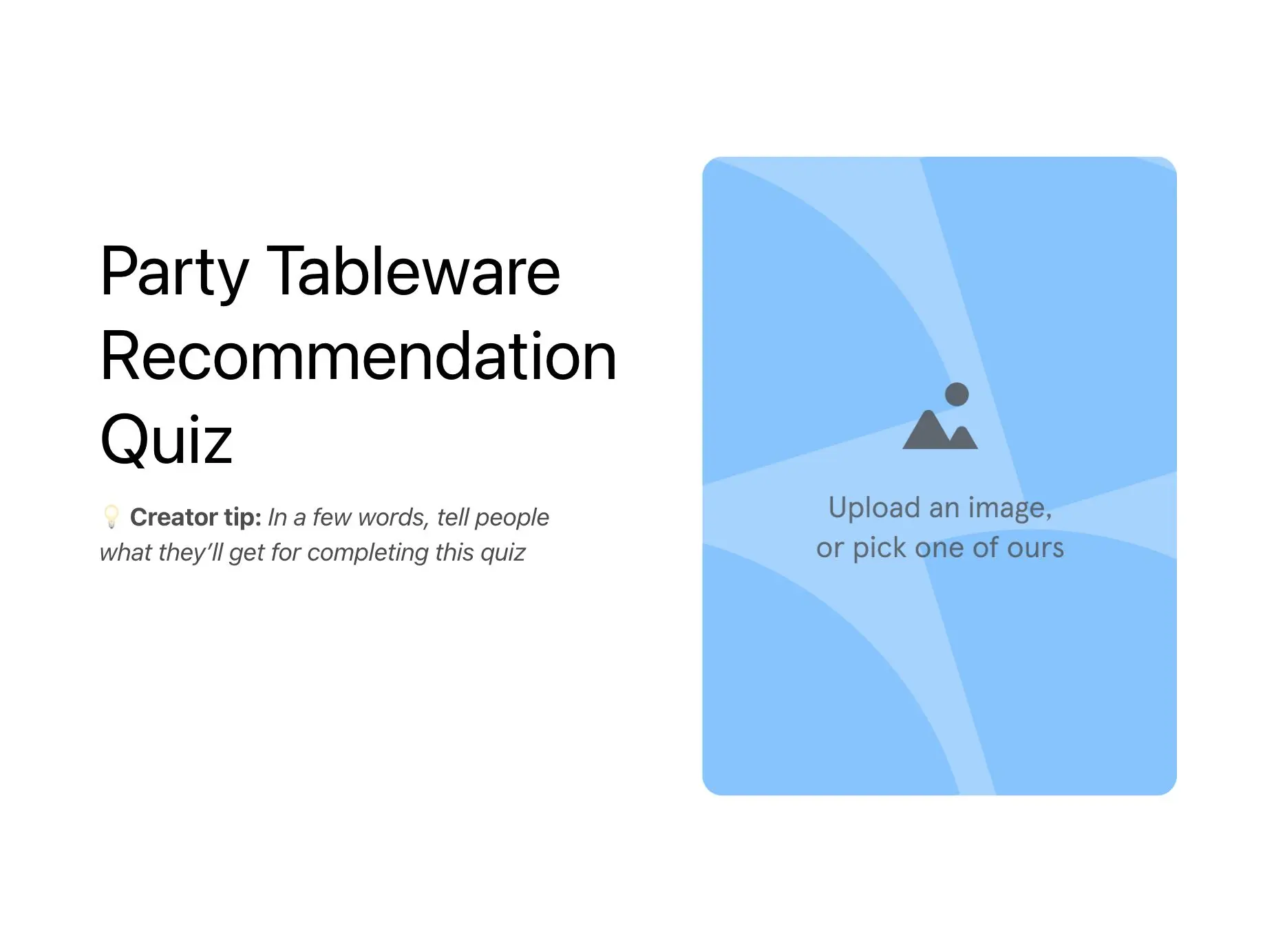 Party Tableware Recommendation Quiz Template Hero