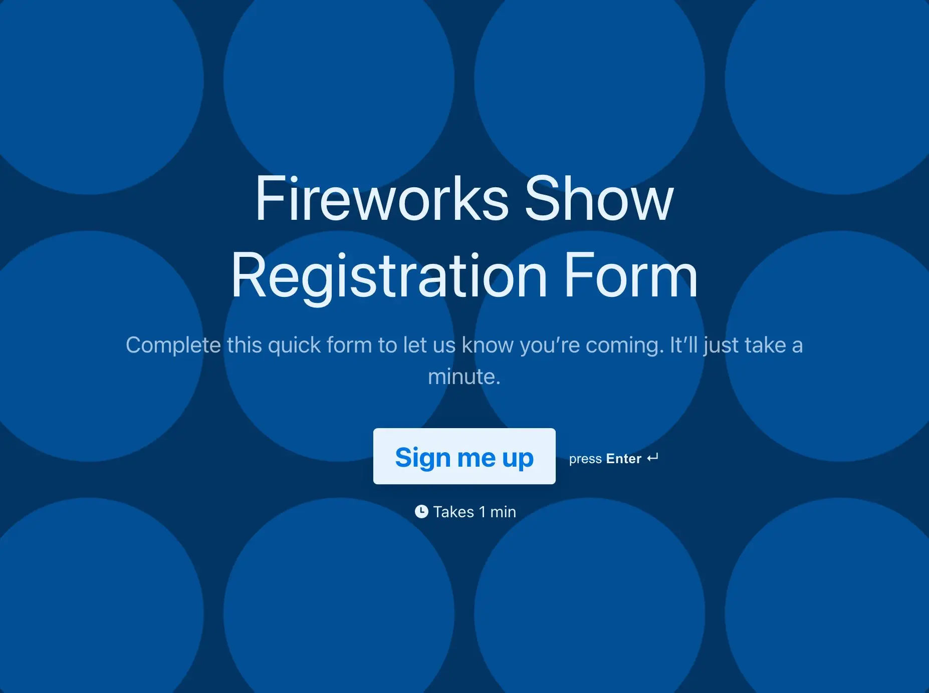 Fireworks Show Registration Form Template Hero