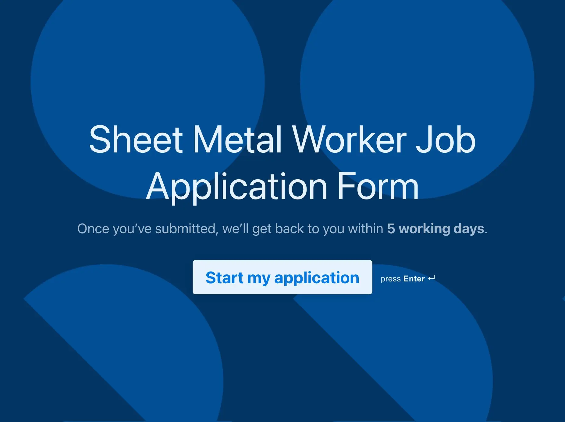 Sheet Metal Worker Job Application Form Template Hero