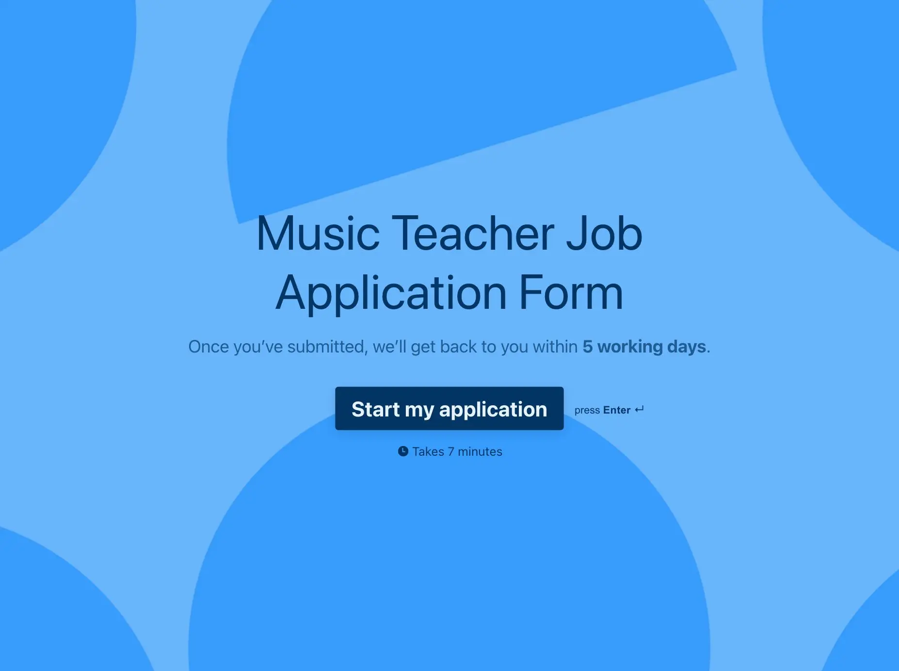 Music Teacher Job Application Form Template Hero