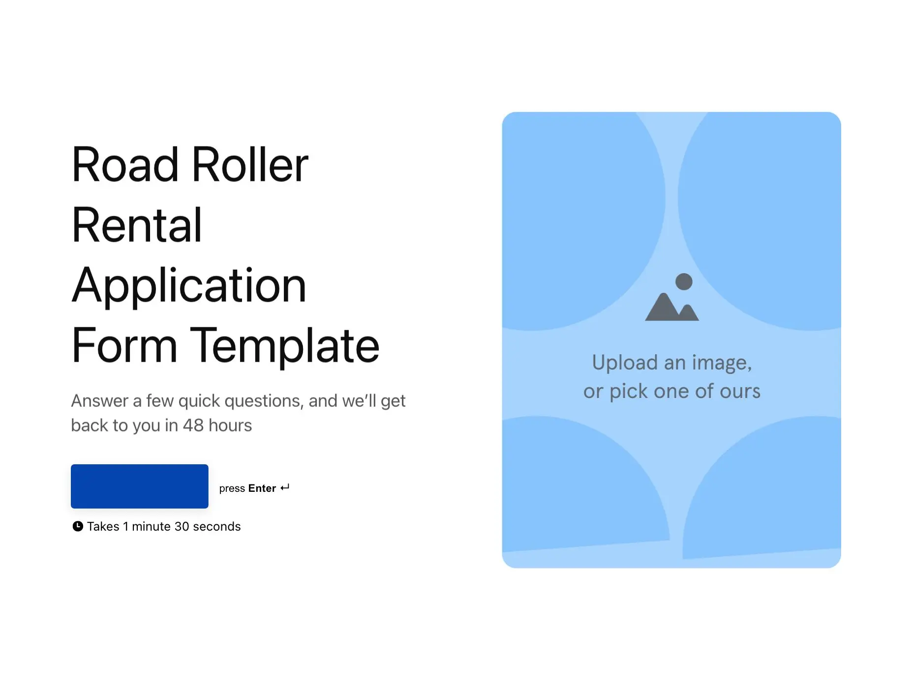 Road Roller Rental Application Form Template Hero