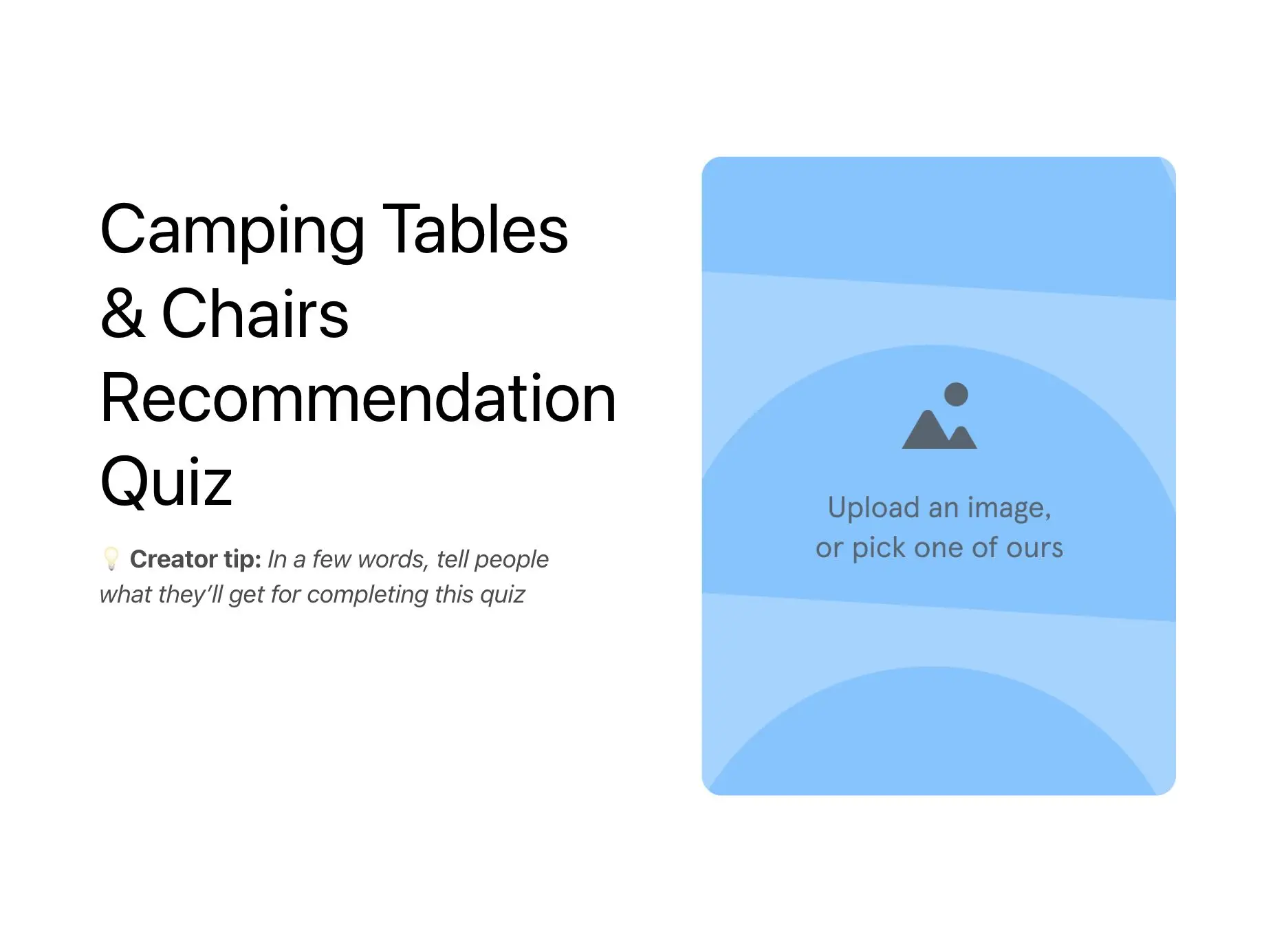 Camping Tables & Chairs Recommendation Quiz Template Hero