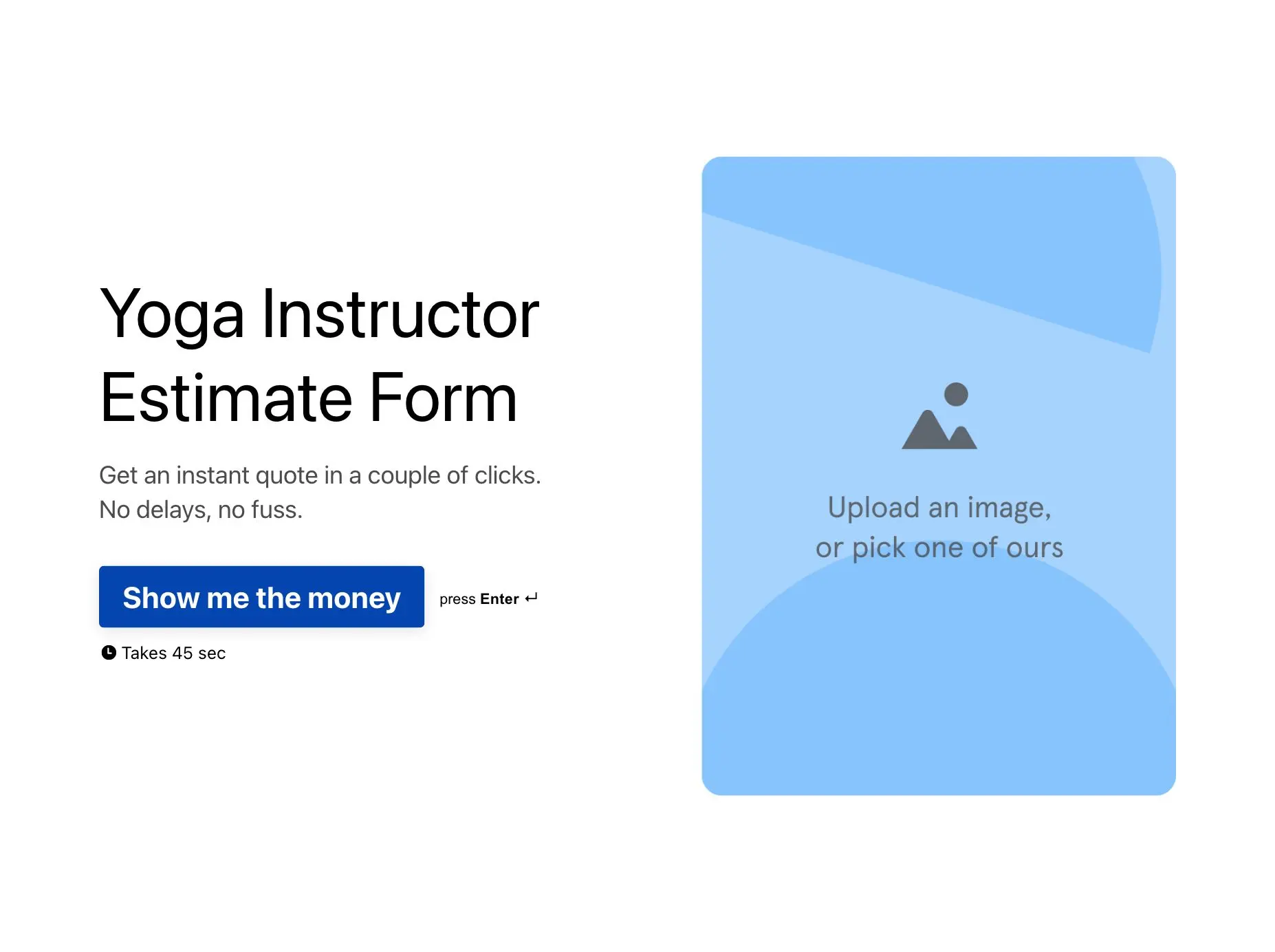 Yoga Instructor Estimate Form Template Hero