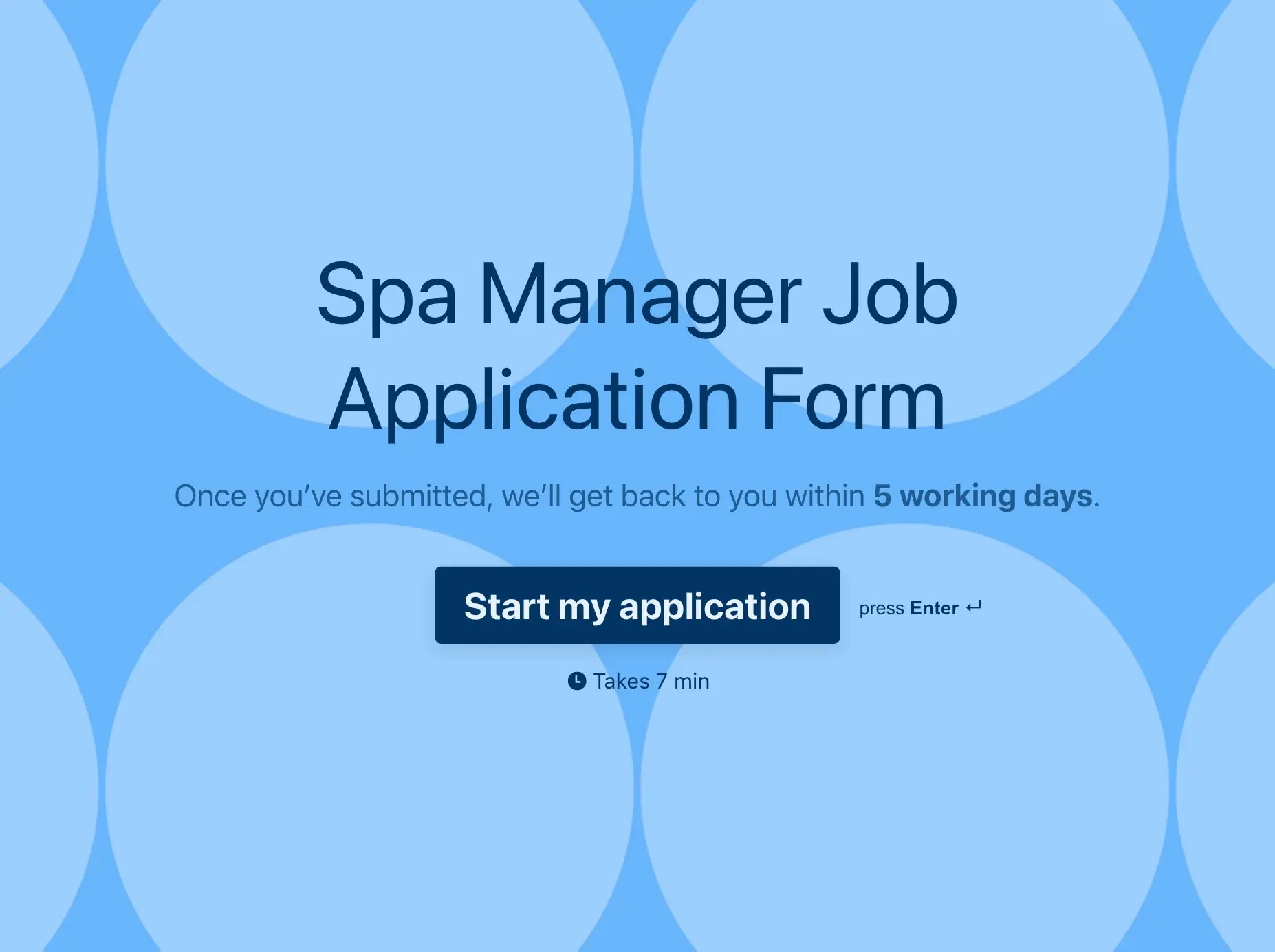 Spa Manager Job Application Form Template Hero