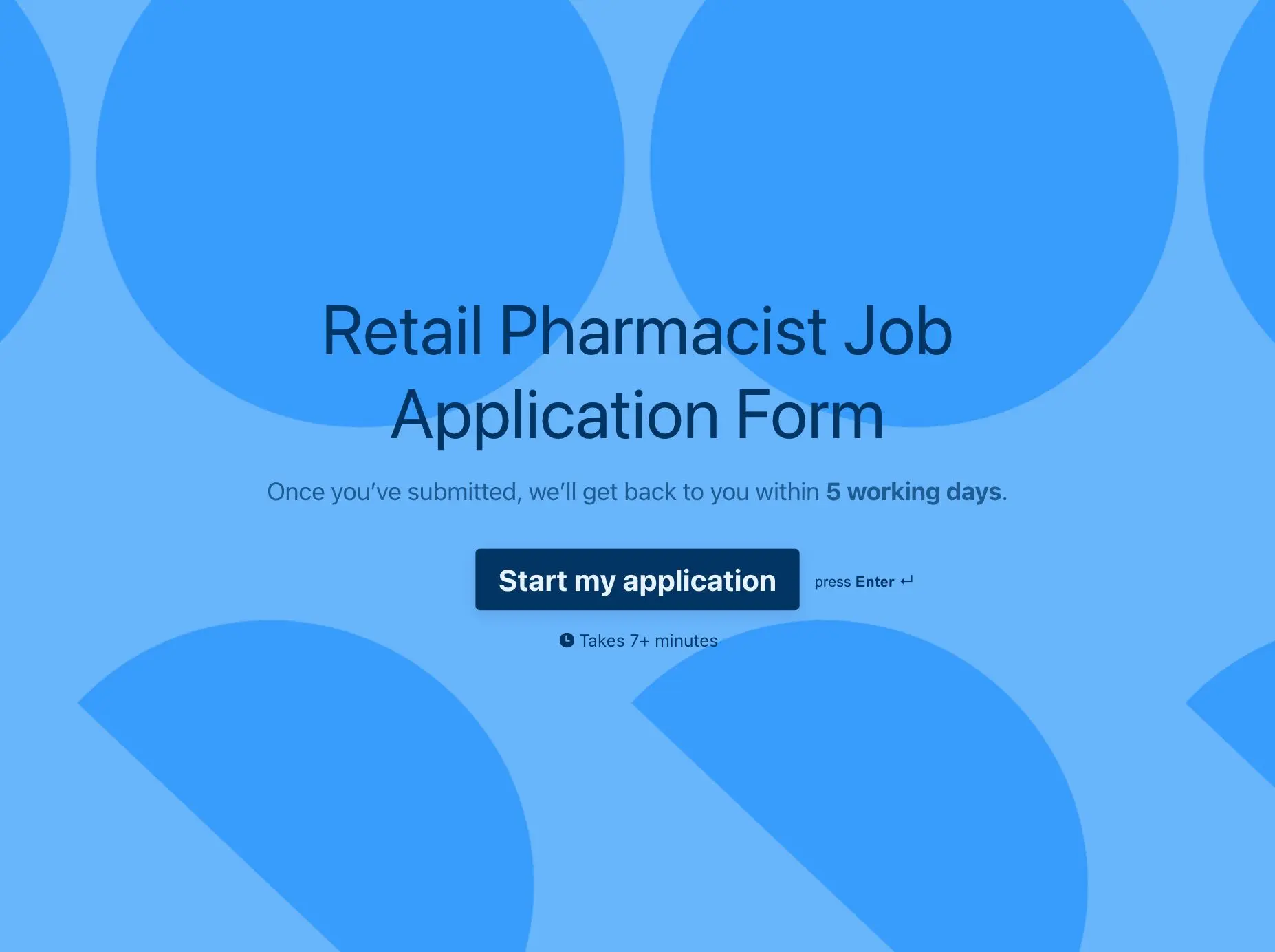 Retail pharmacist job application form template Hero