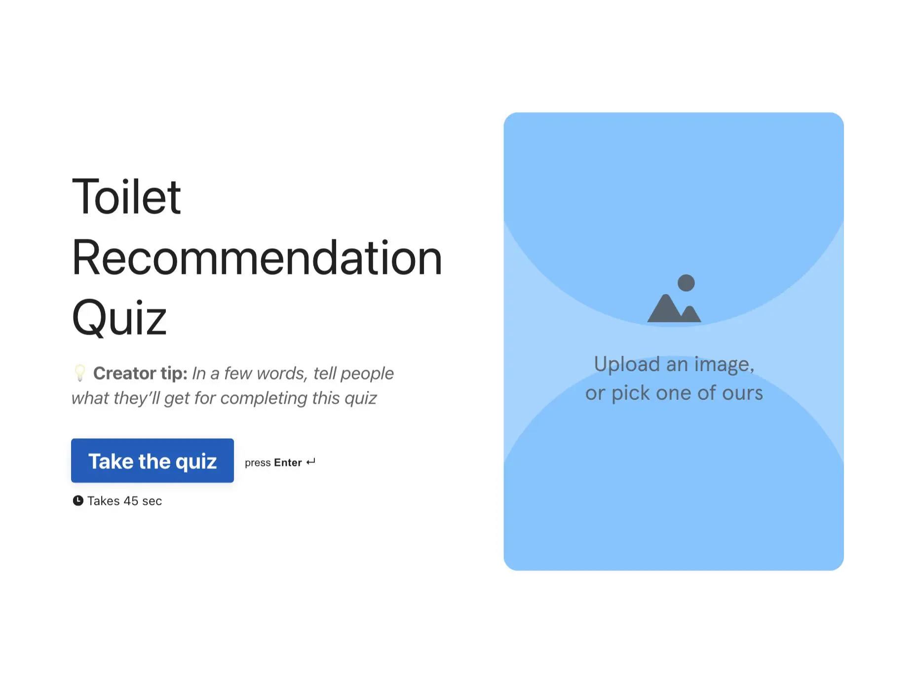 Toilet Recommendation Quiz Template Hero