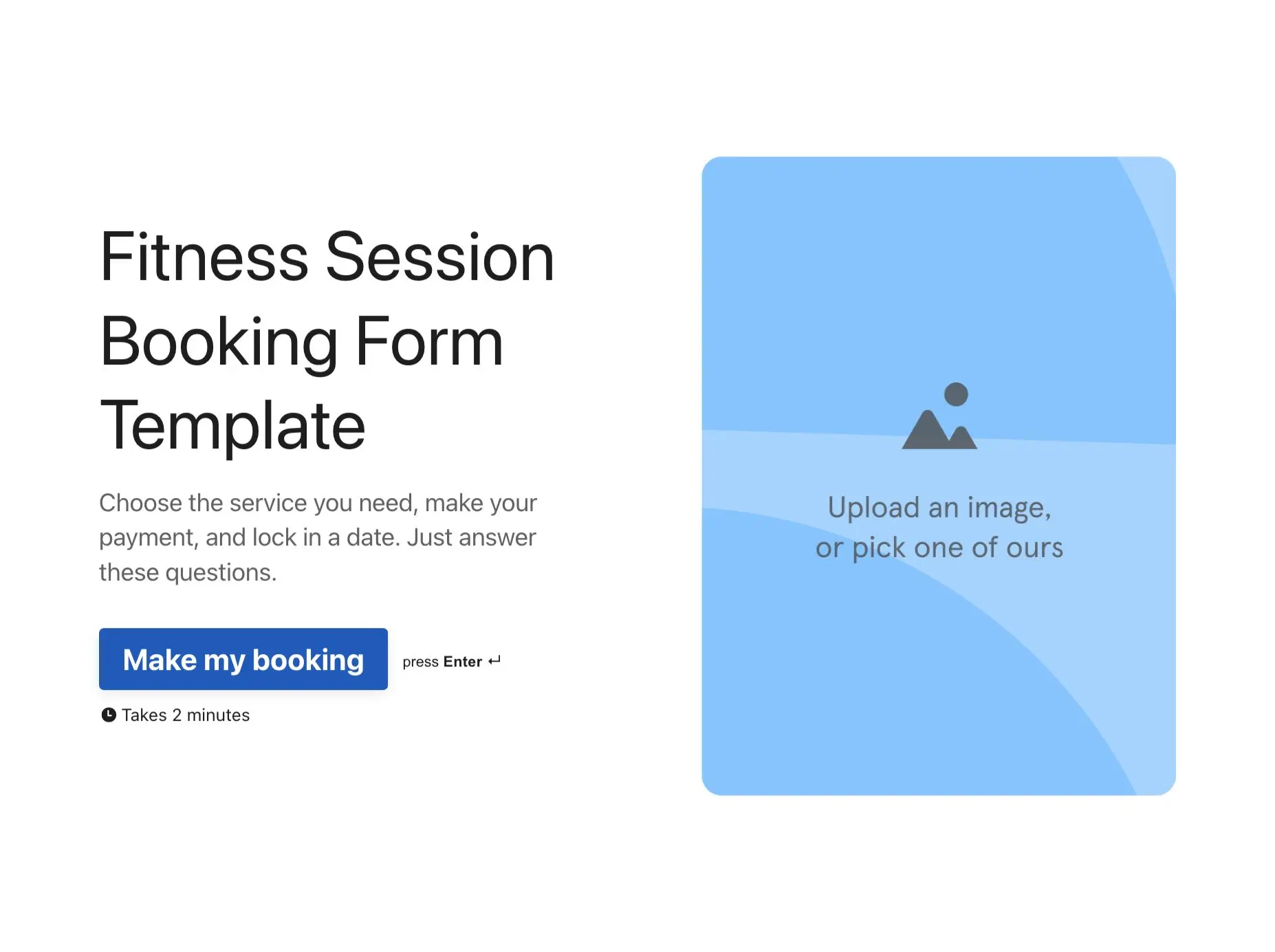 Fitness Session Booking Form Template Hero
