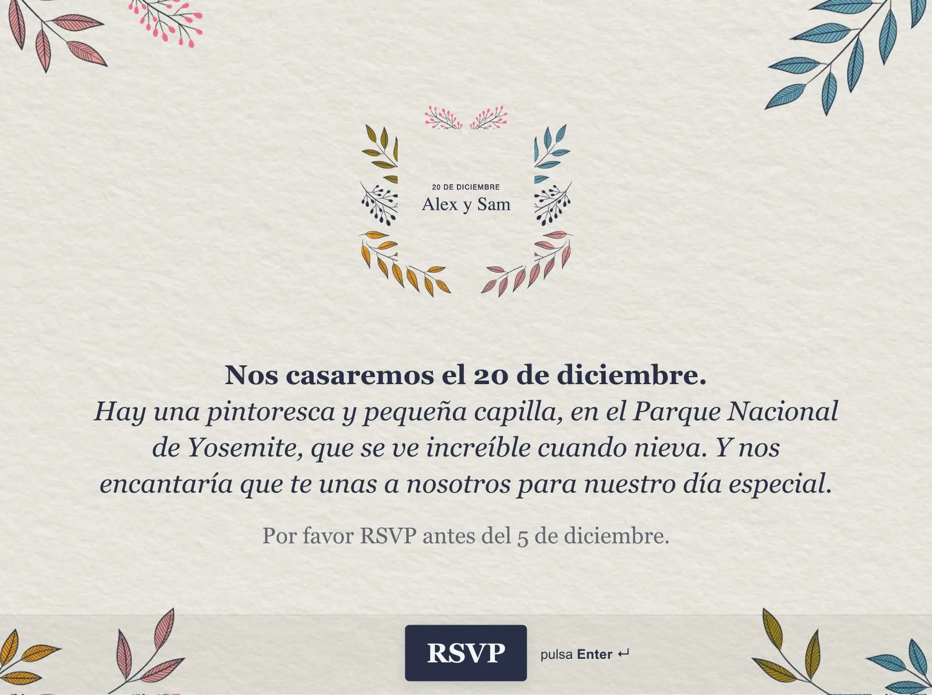 arrastrar Caucho compartir Plantilla Online y Gratis para Crear Invitaciones a Boda | Typeform