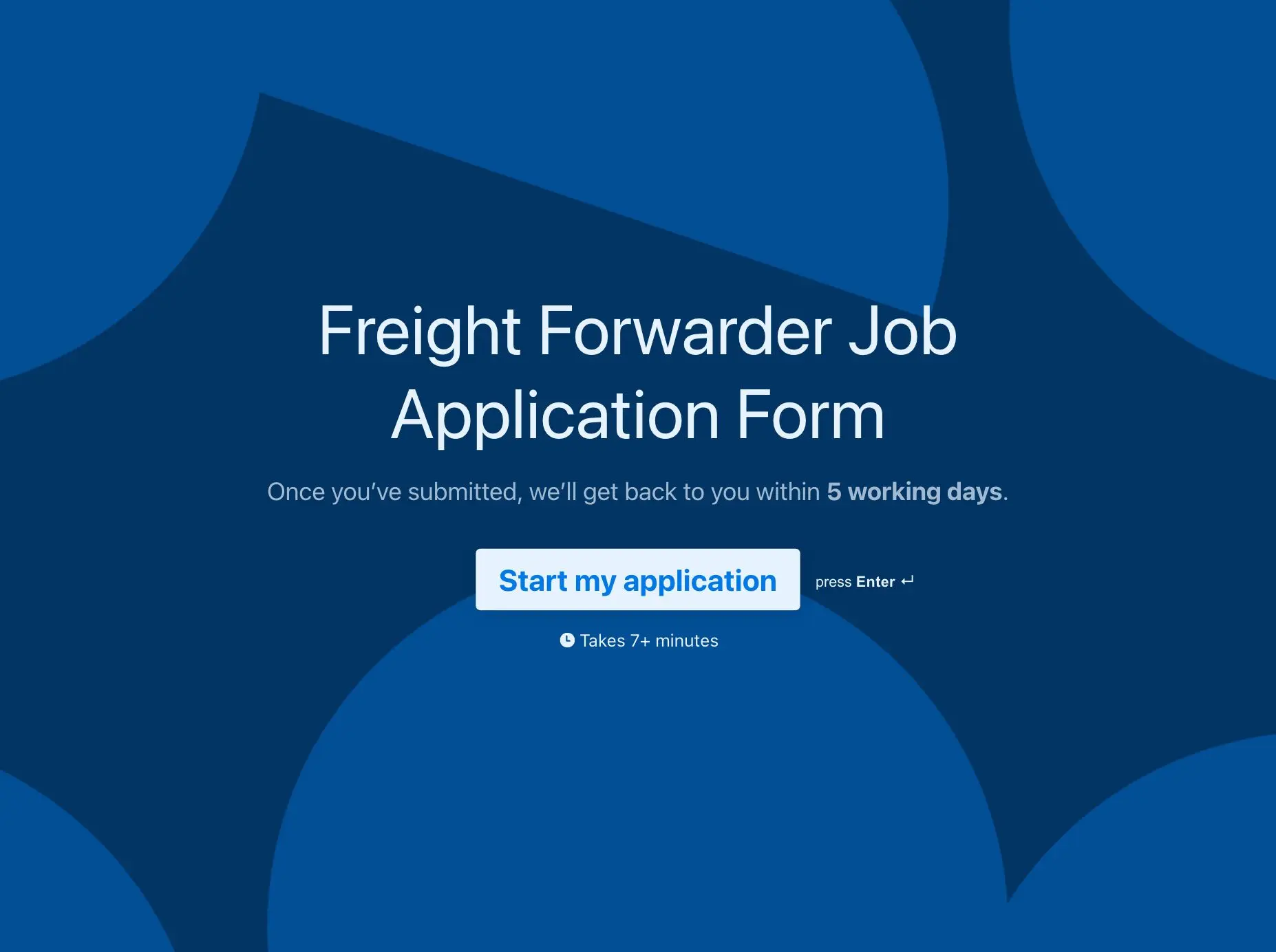 Freight Forwarder Job Application Form Template Hero