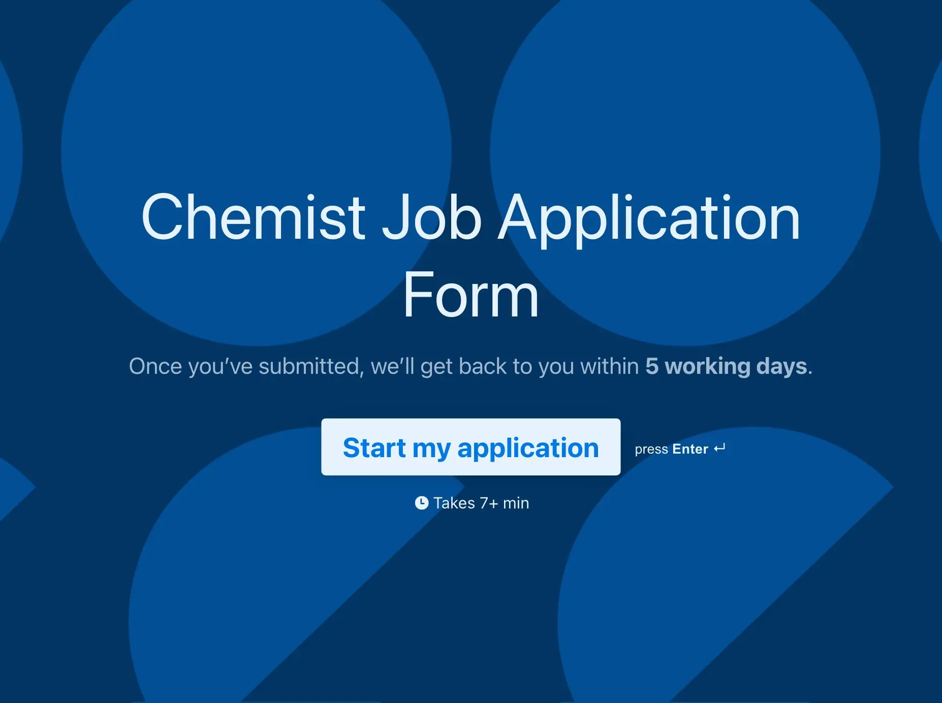 Chemist Job Application Form Template Hero