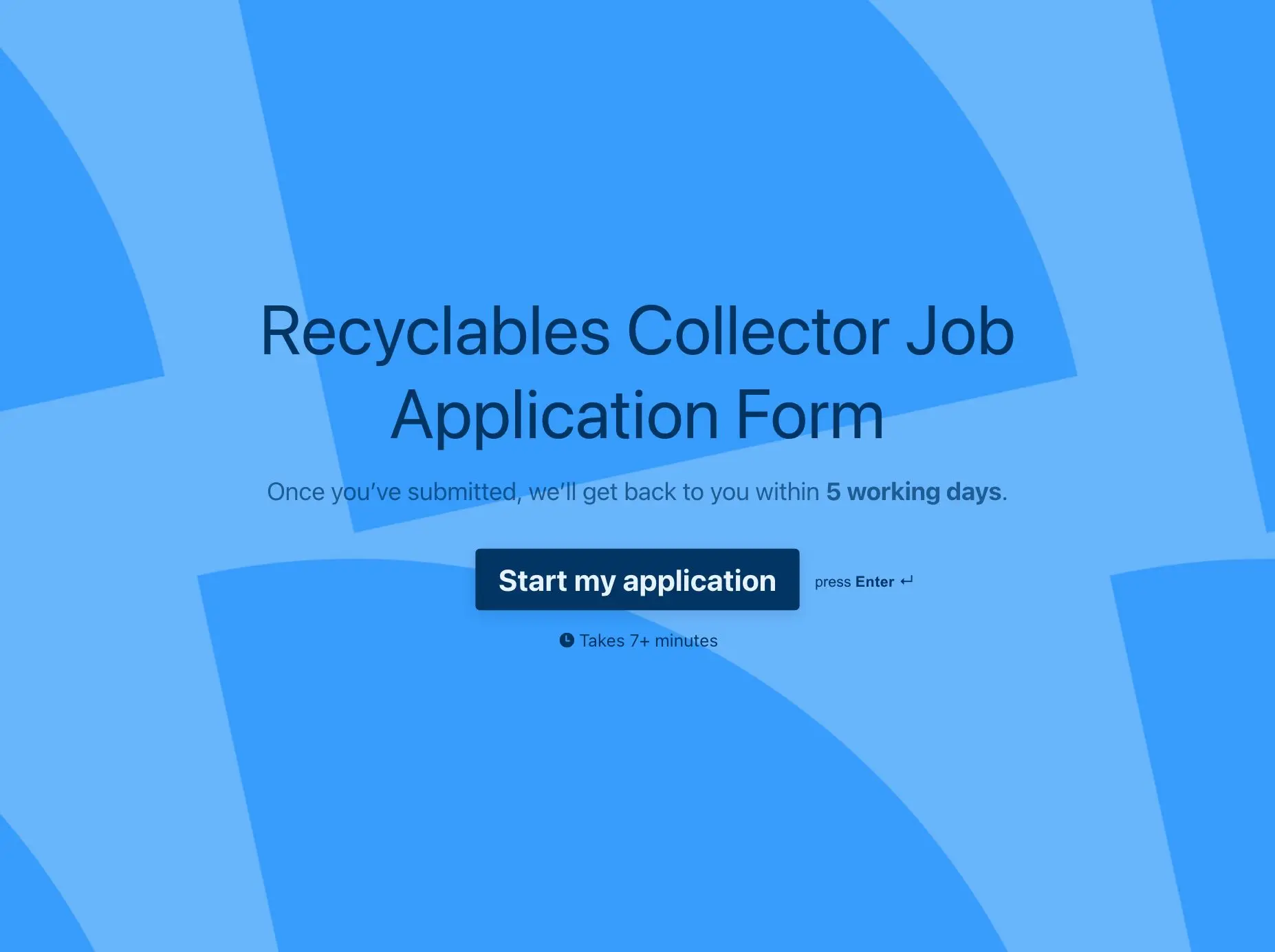 Recyclables Collector Job Application Form Template Hero