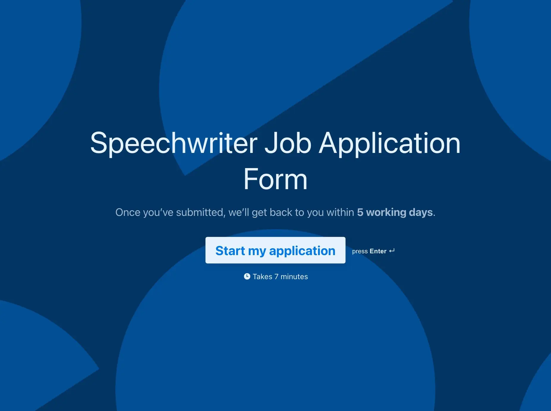 Speechwriter Job Application Form Template Hero
