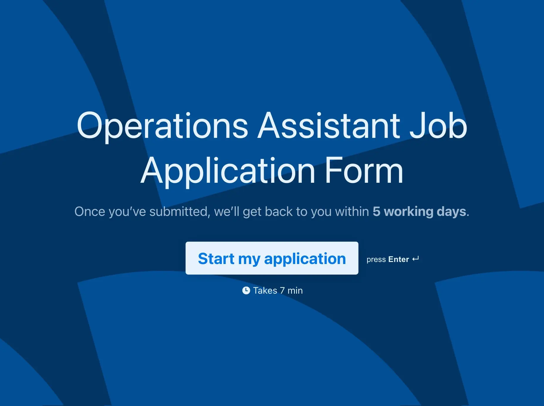 Operations Assistant Job Application Form Template Hero