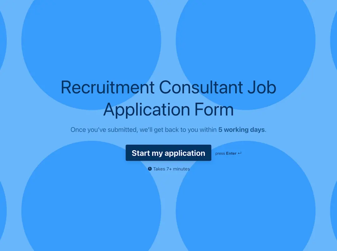 Recruitment Consultant Job Application Form Template