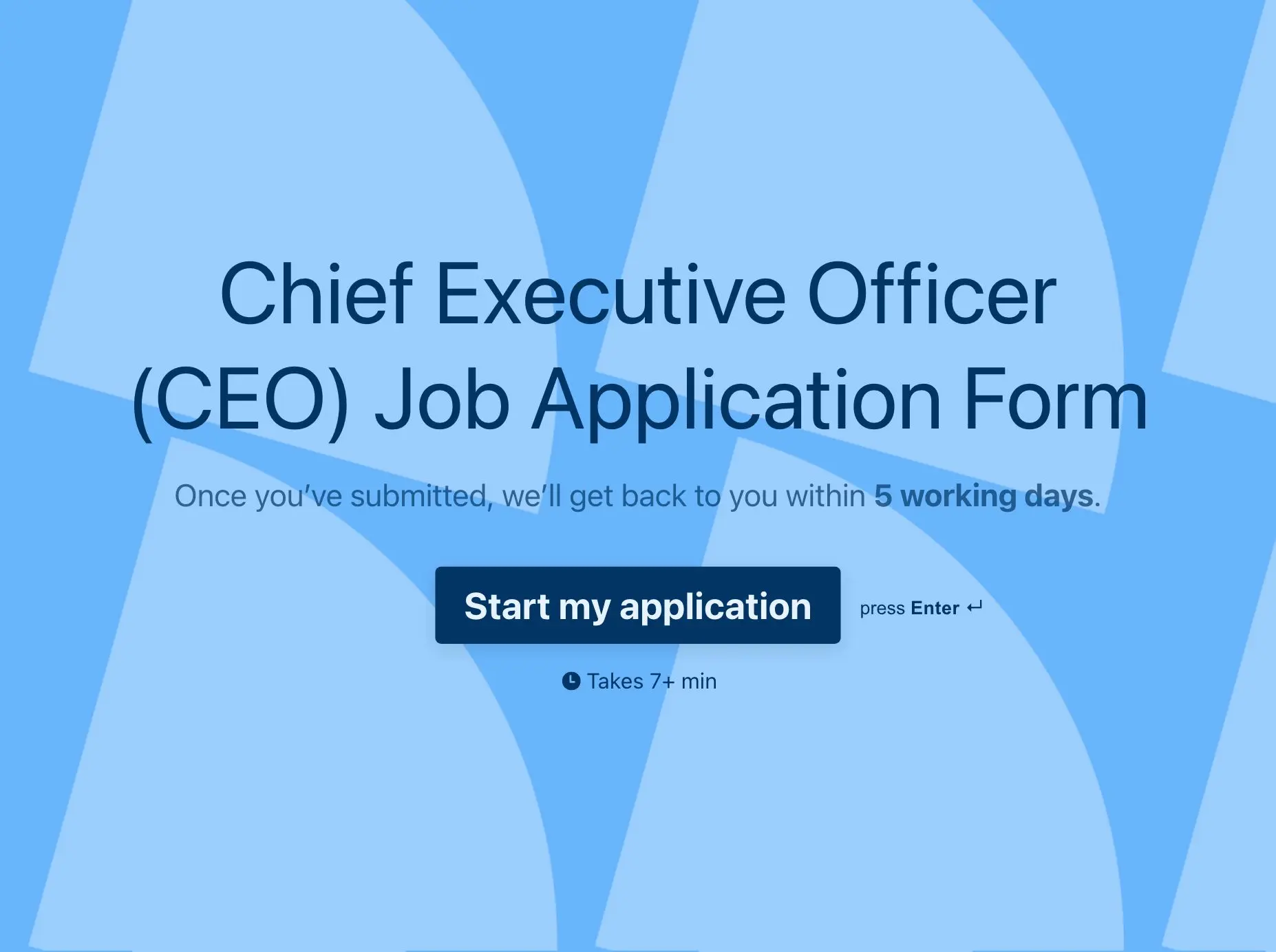 Chief Executive Officer (CEO) Job Application Form Template Hero