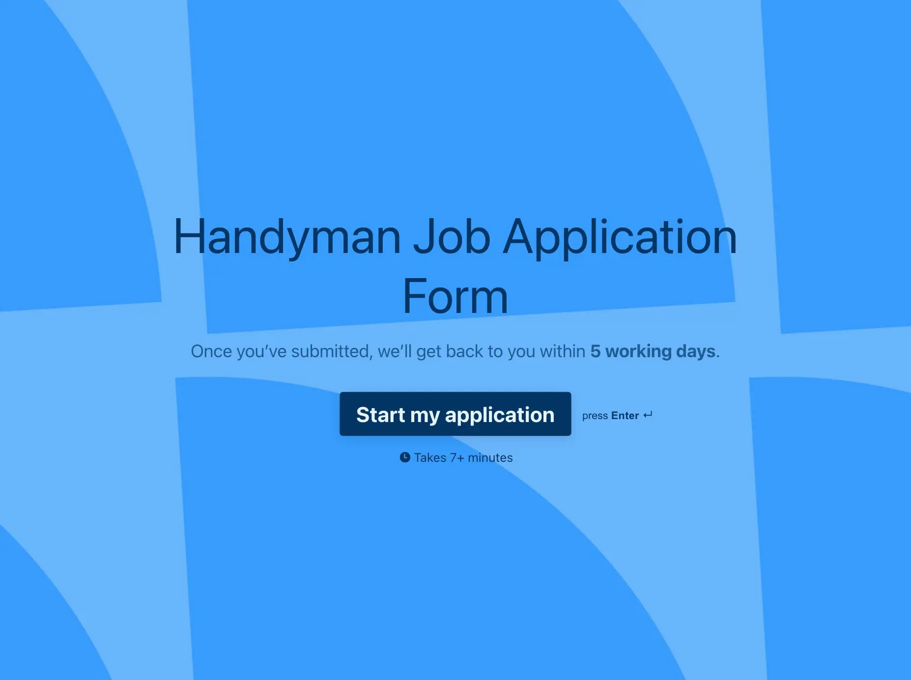 Handyman job application form template Hero