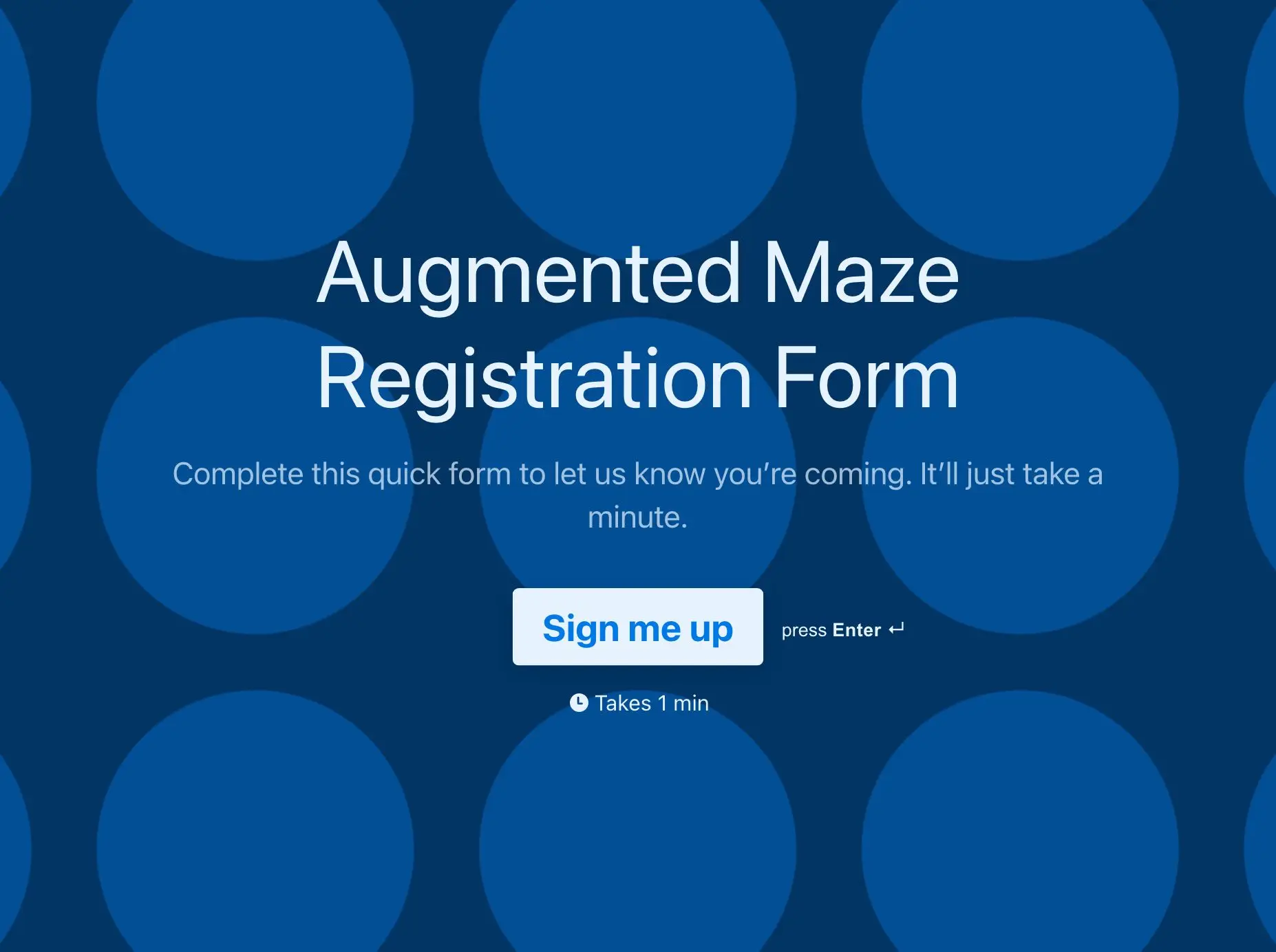 Augmented Maze Registration Form Template Hero