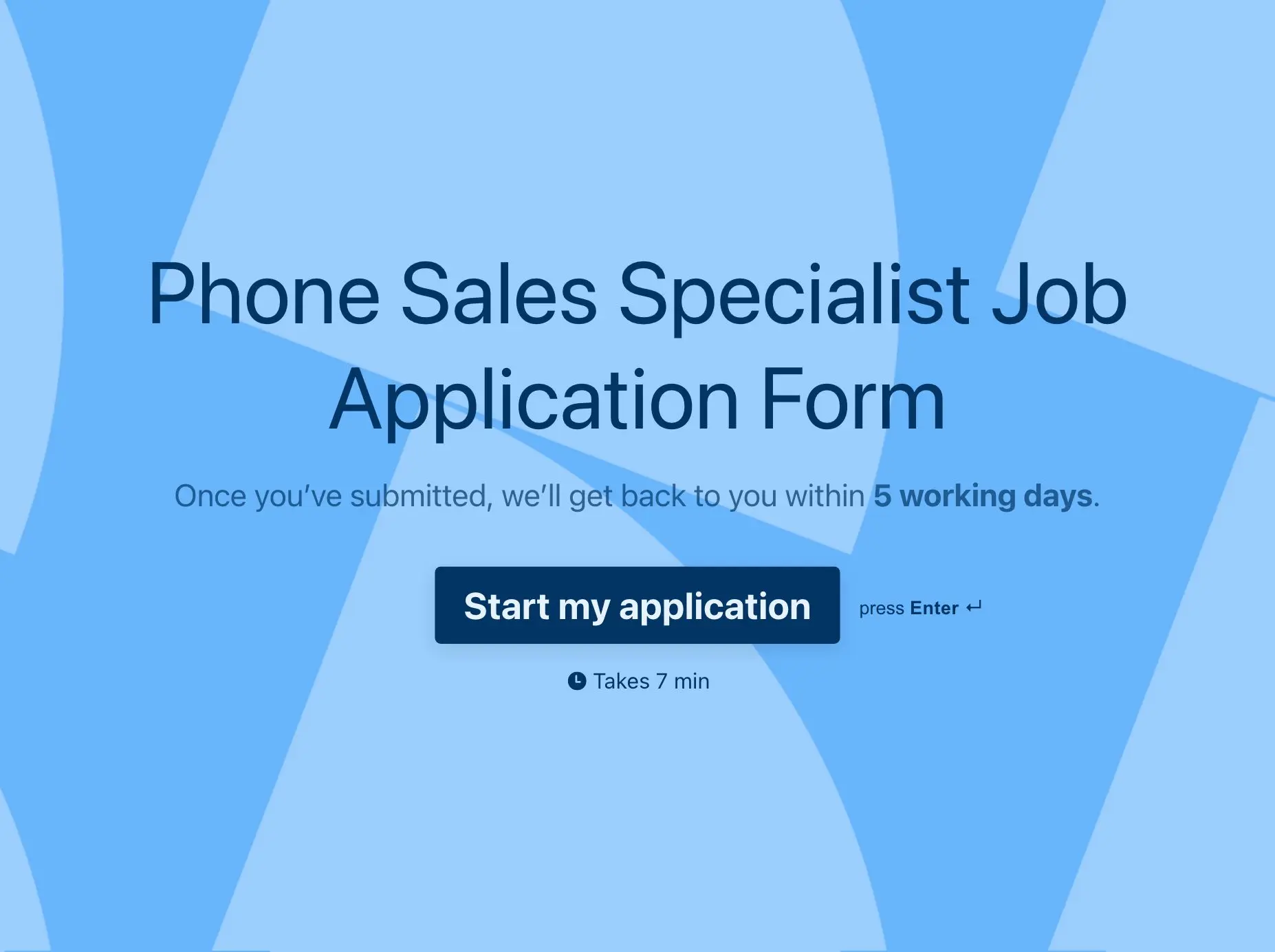 Phone Sales Specialist Job Application Form Template Hero