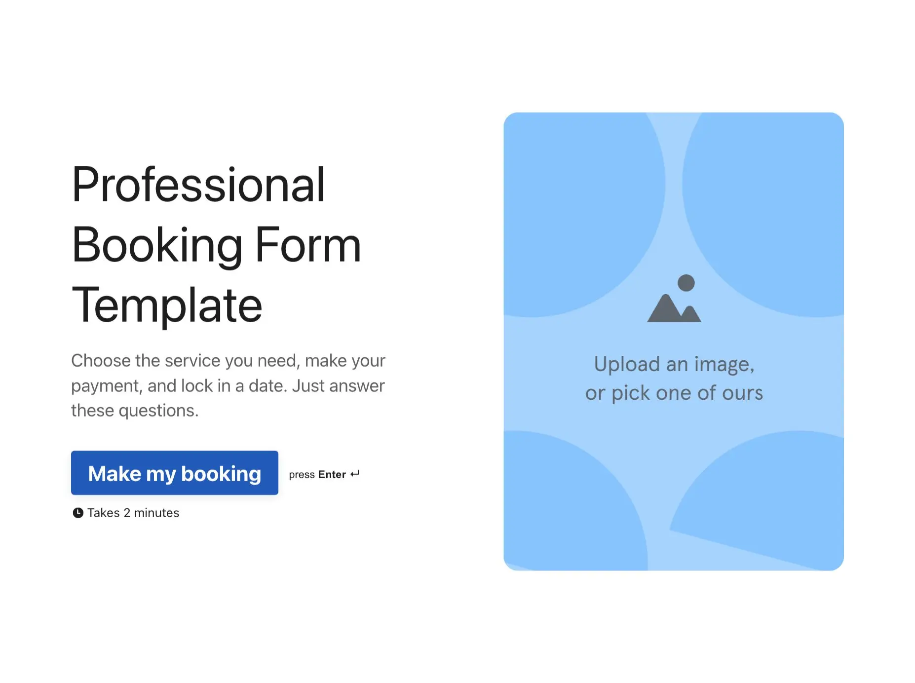 Professional Booking Form Template Hero