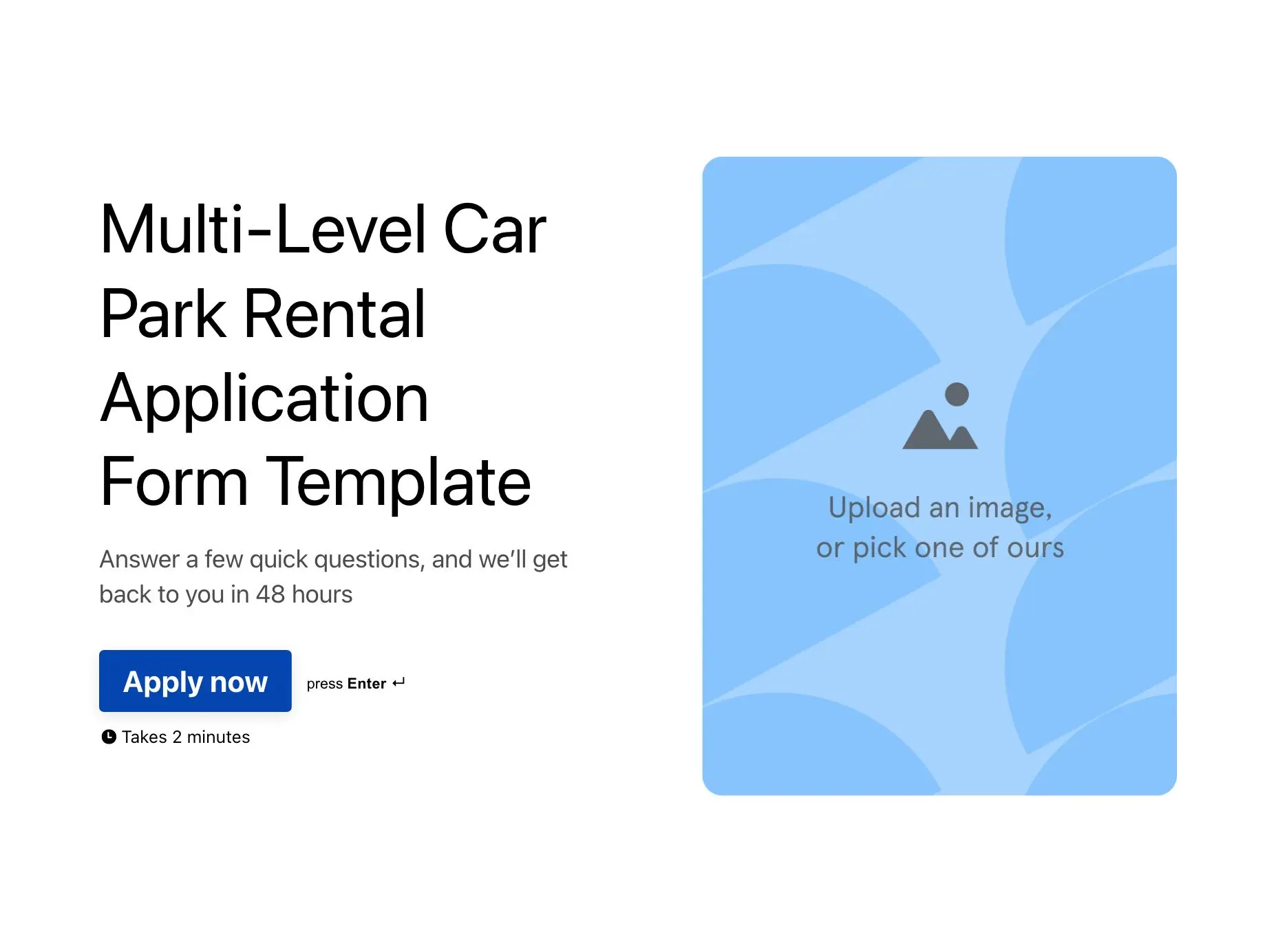 Multi-Level Car Park Rental Application Form Template Hero