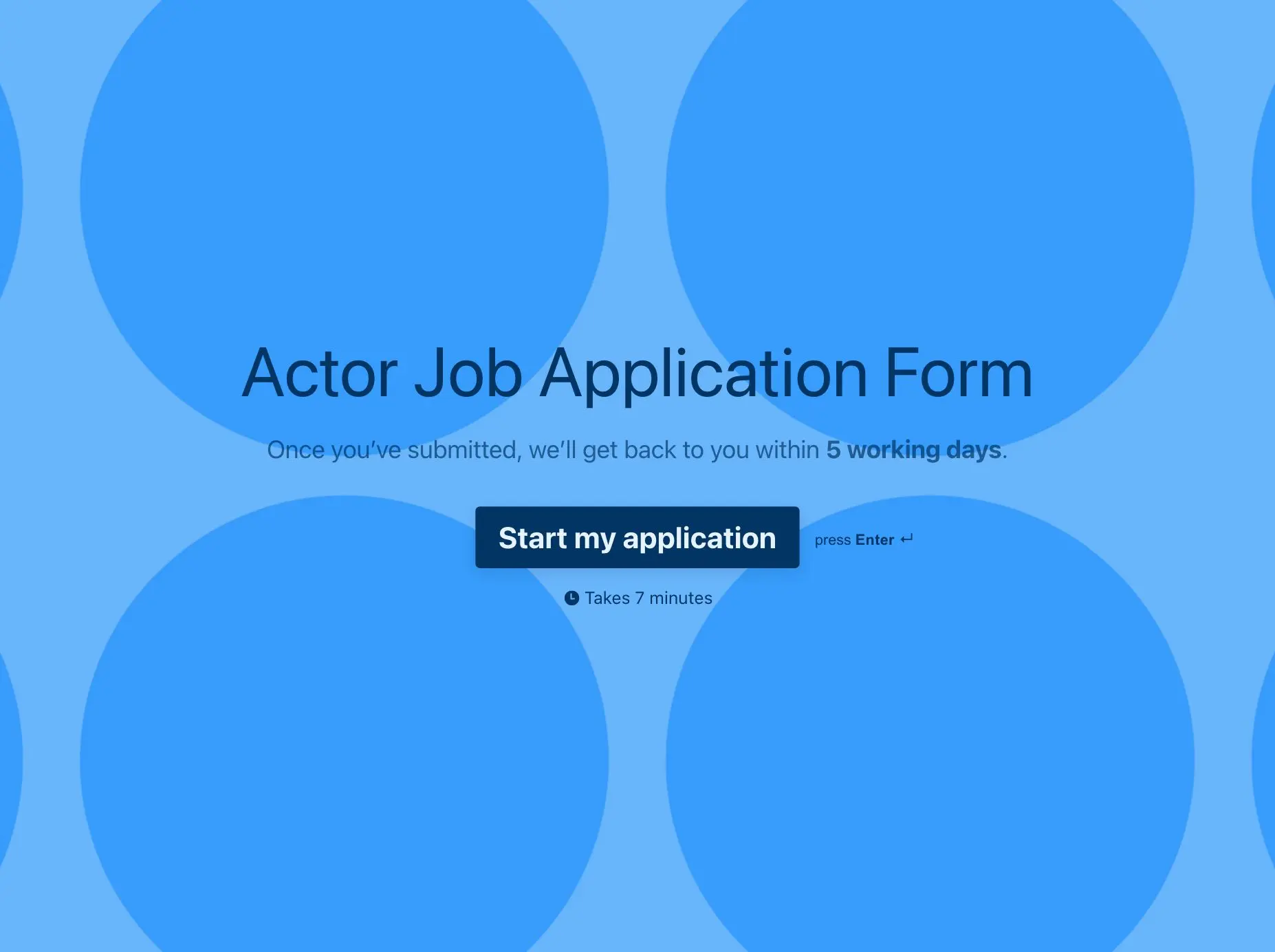 Actor Job Application Form Template Hero