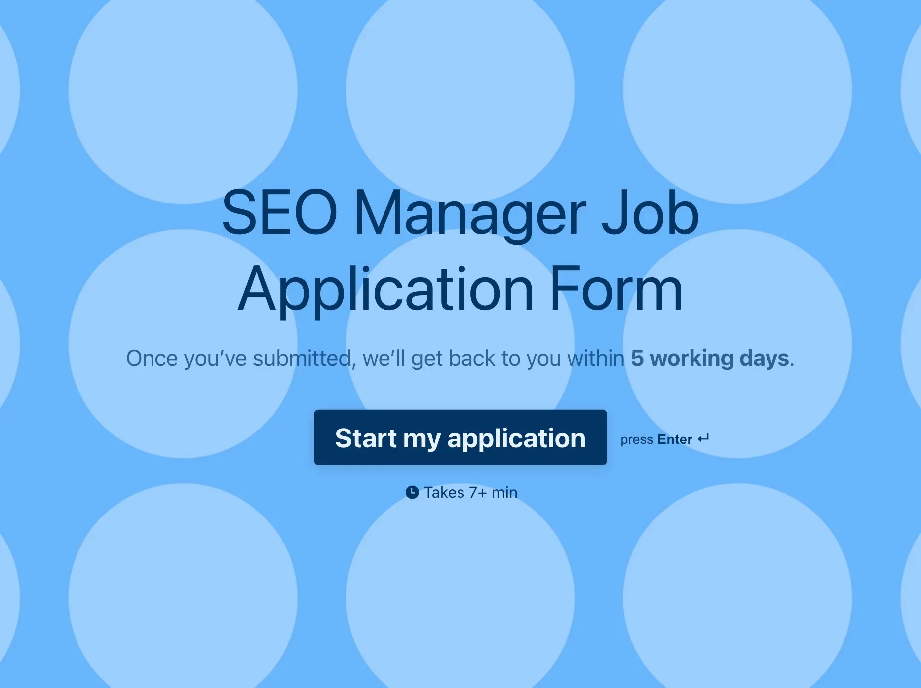 SEO Manager Job Application Form Template Hero
