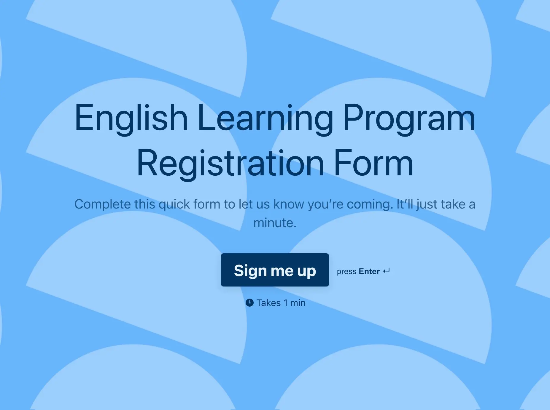 English Learning Program Registration Form Template Hero