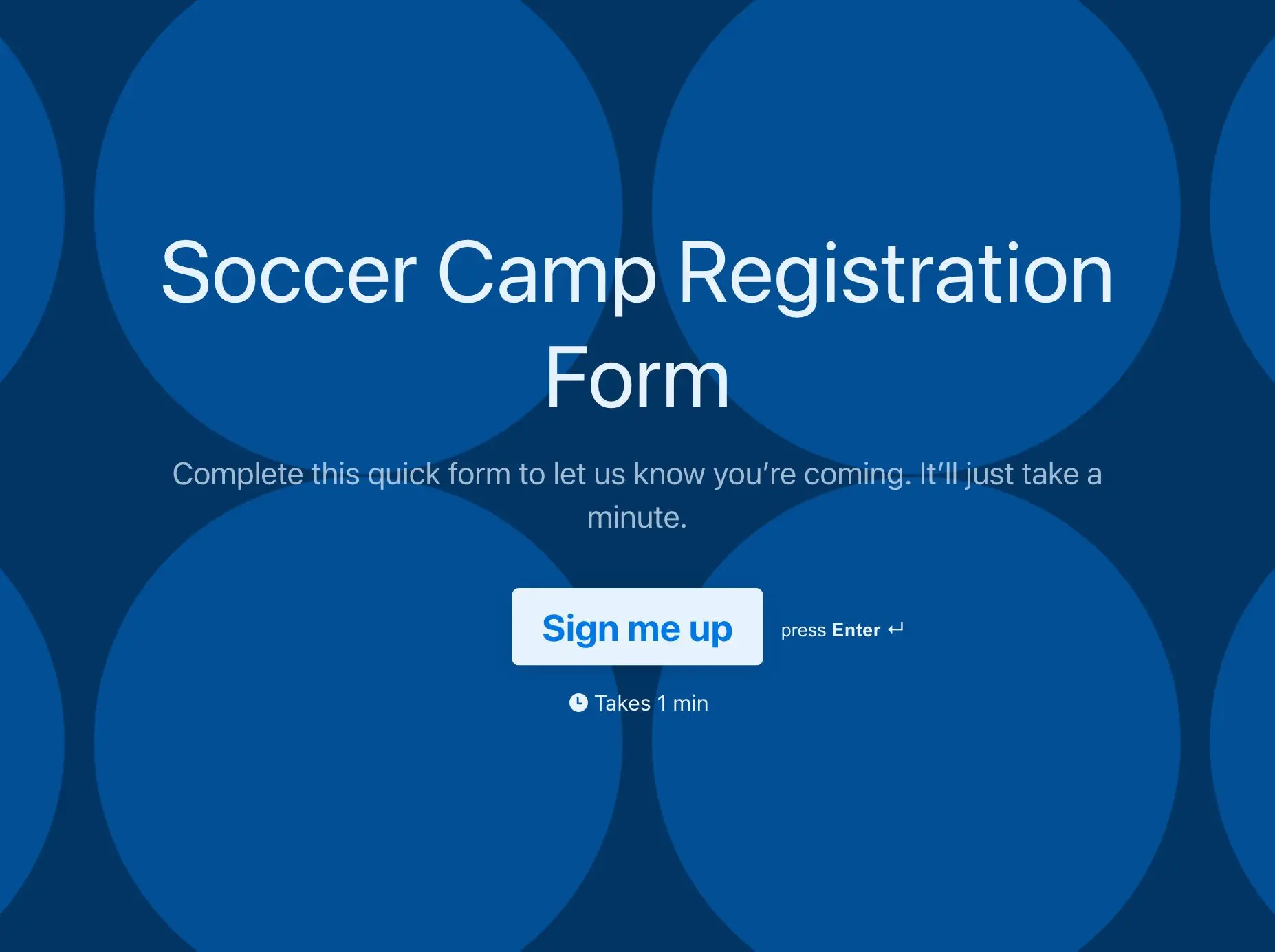 Soccer Camp Registration Form Template Hero