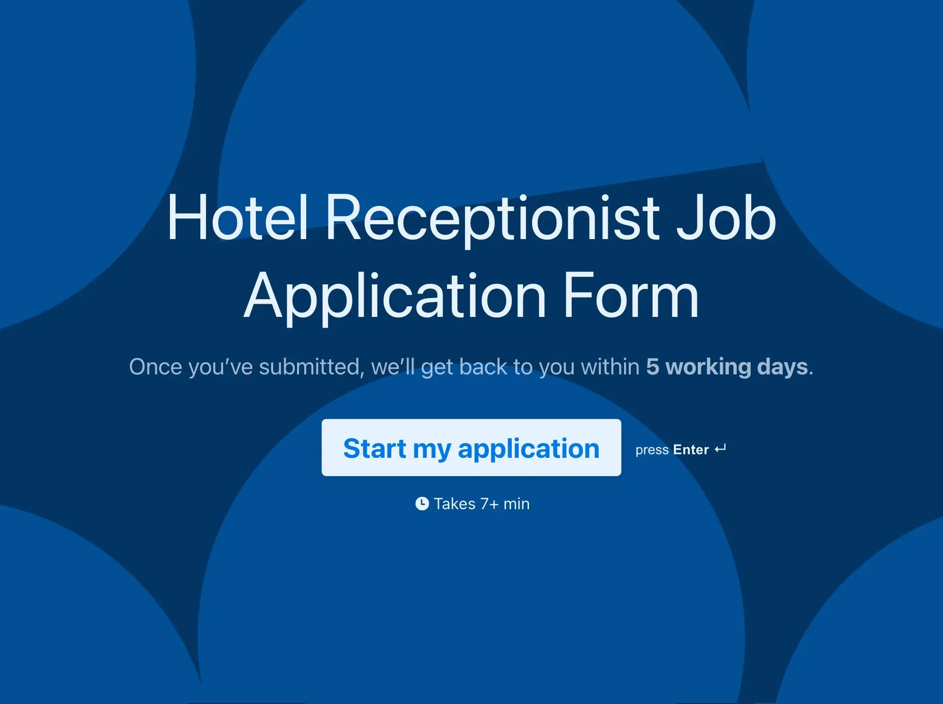 Hotel Receptionist Job Application Form Template Hero