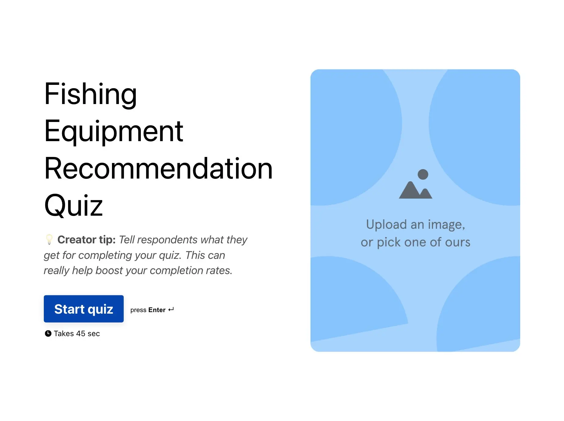 Fishing Equipment Recommendation Quiz Template Hero