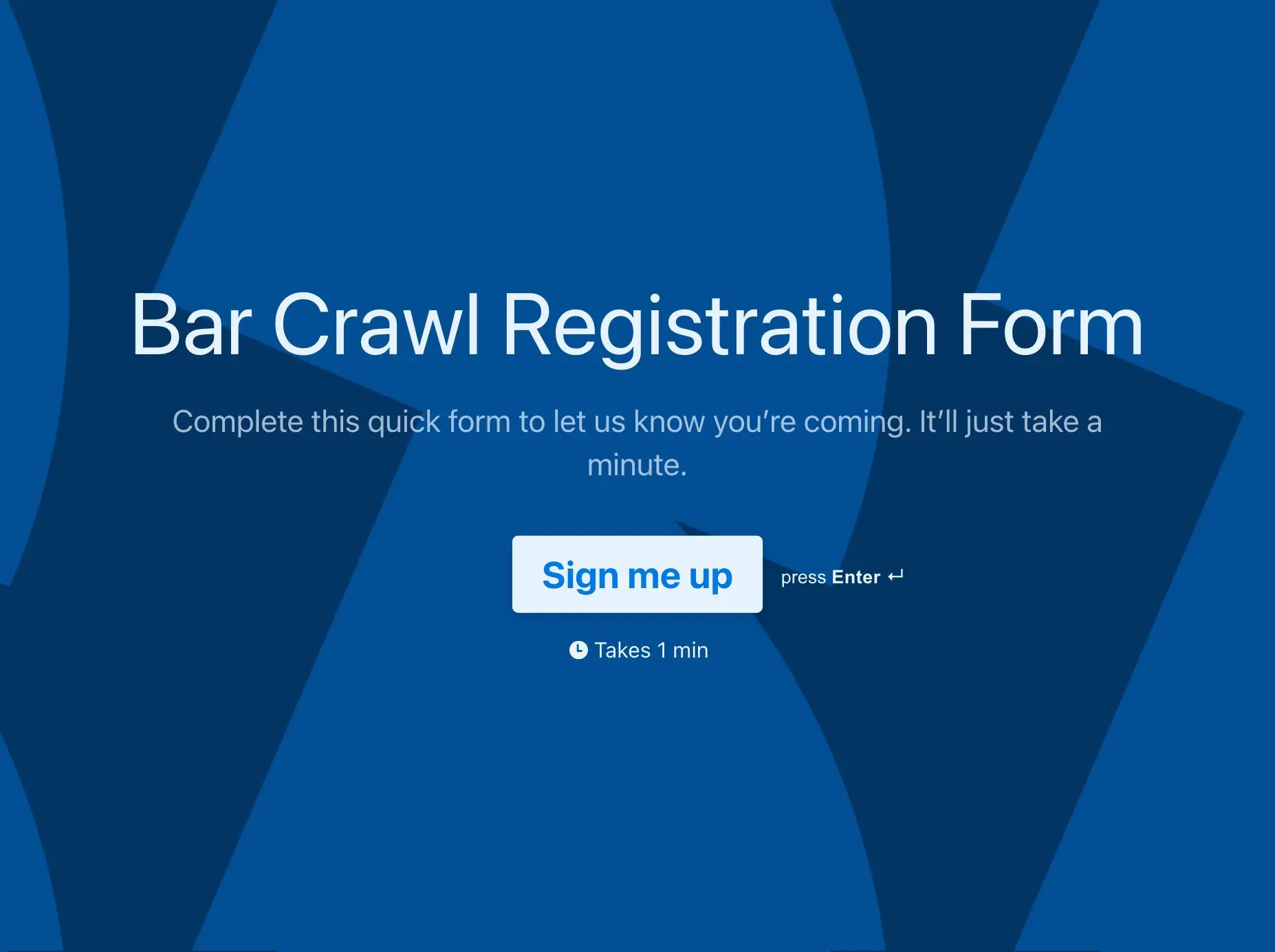Bar Crawl Registration Form Template Hero